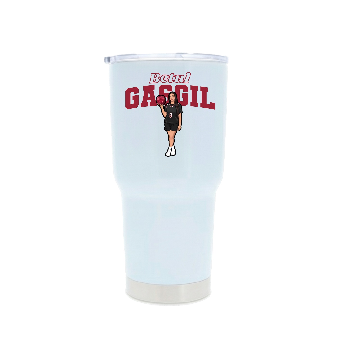 30oz Stainless Steel Tumbler — Name Arch in White