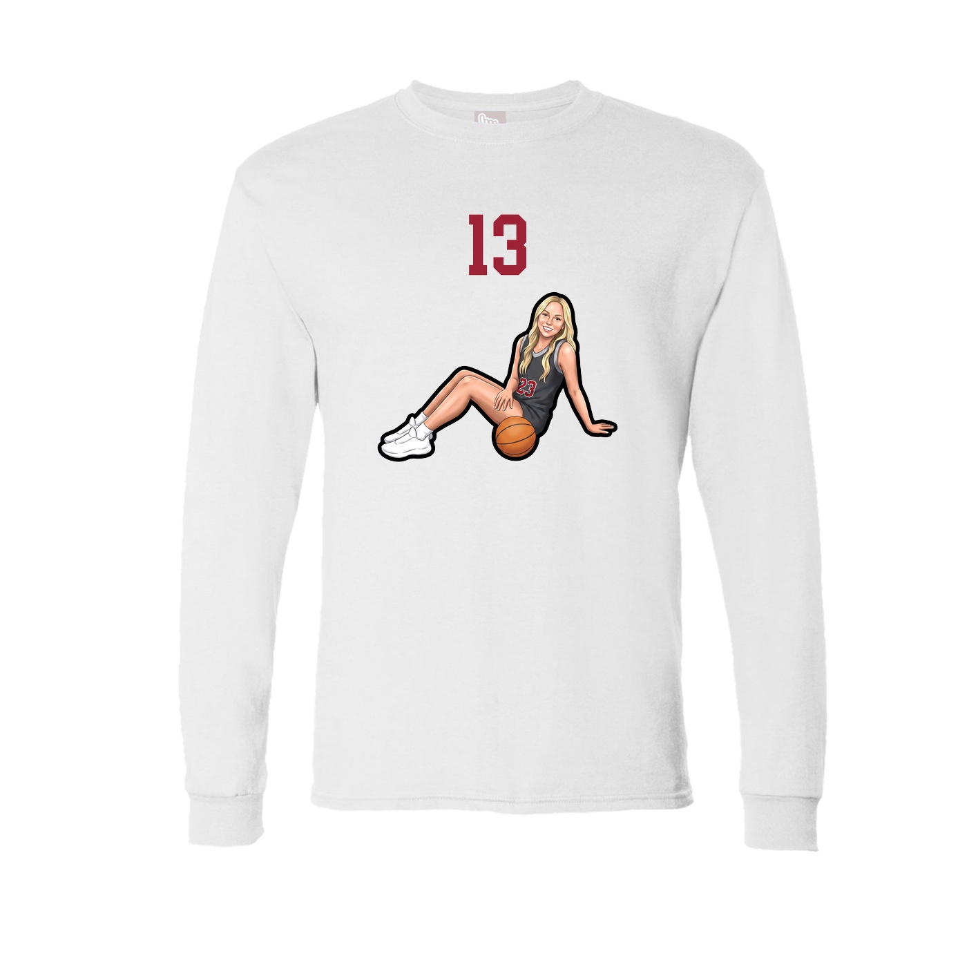 Long Sleeve Tee — Number Top in White