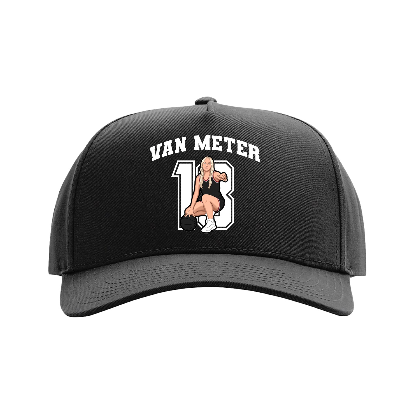 Full Fabric Five-Panel Champ Cap — Number in Black