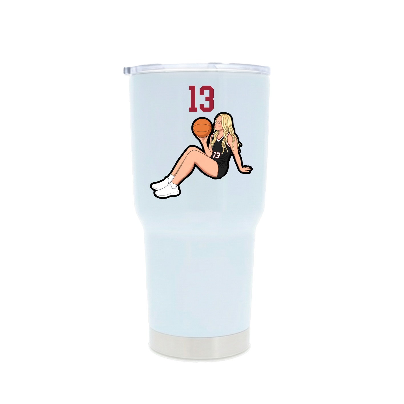 30oz Stainless Steel Tumbler — Number Top in White