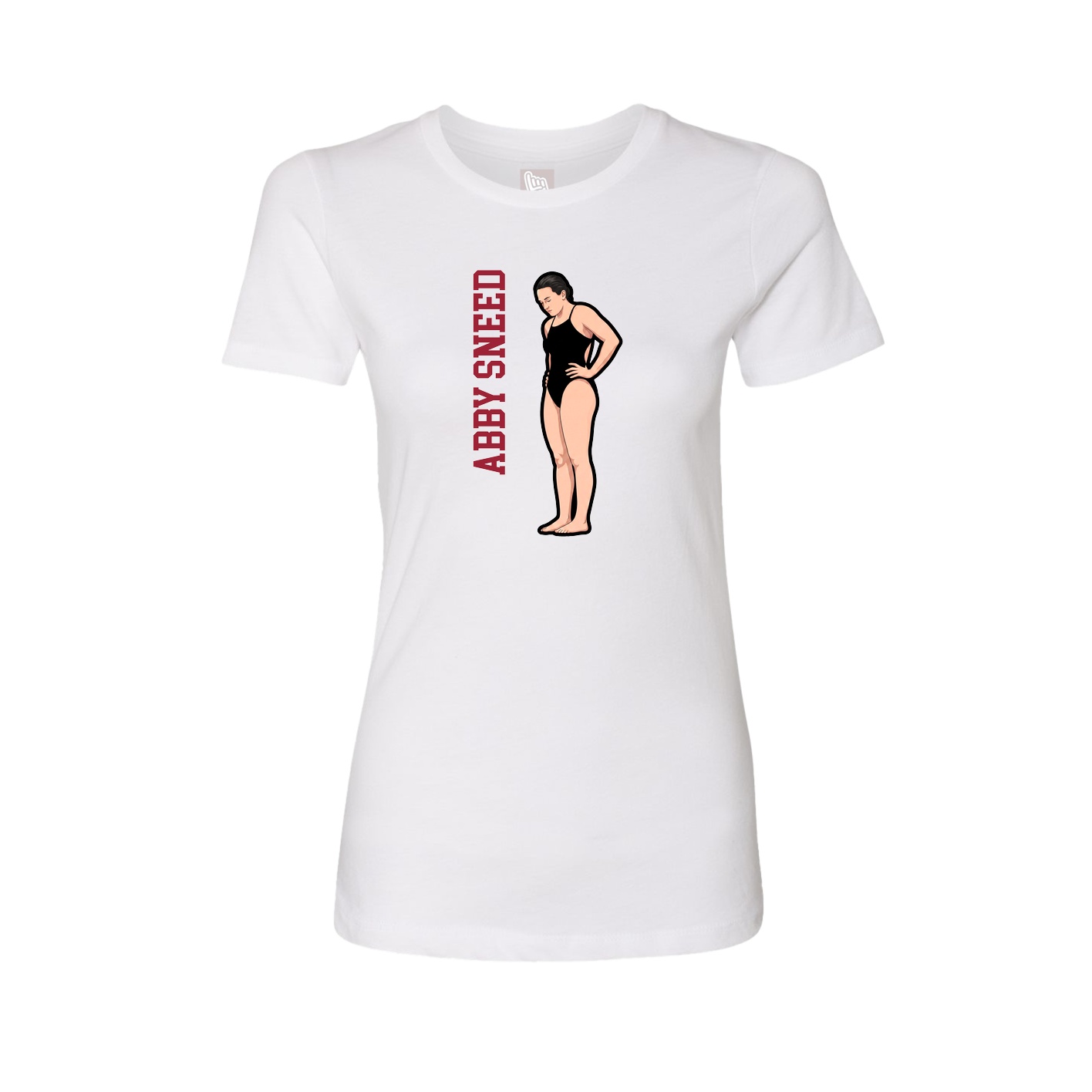 Fitted Women's Tee — Name Vertical in White