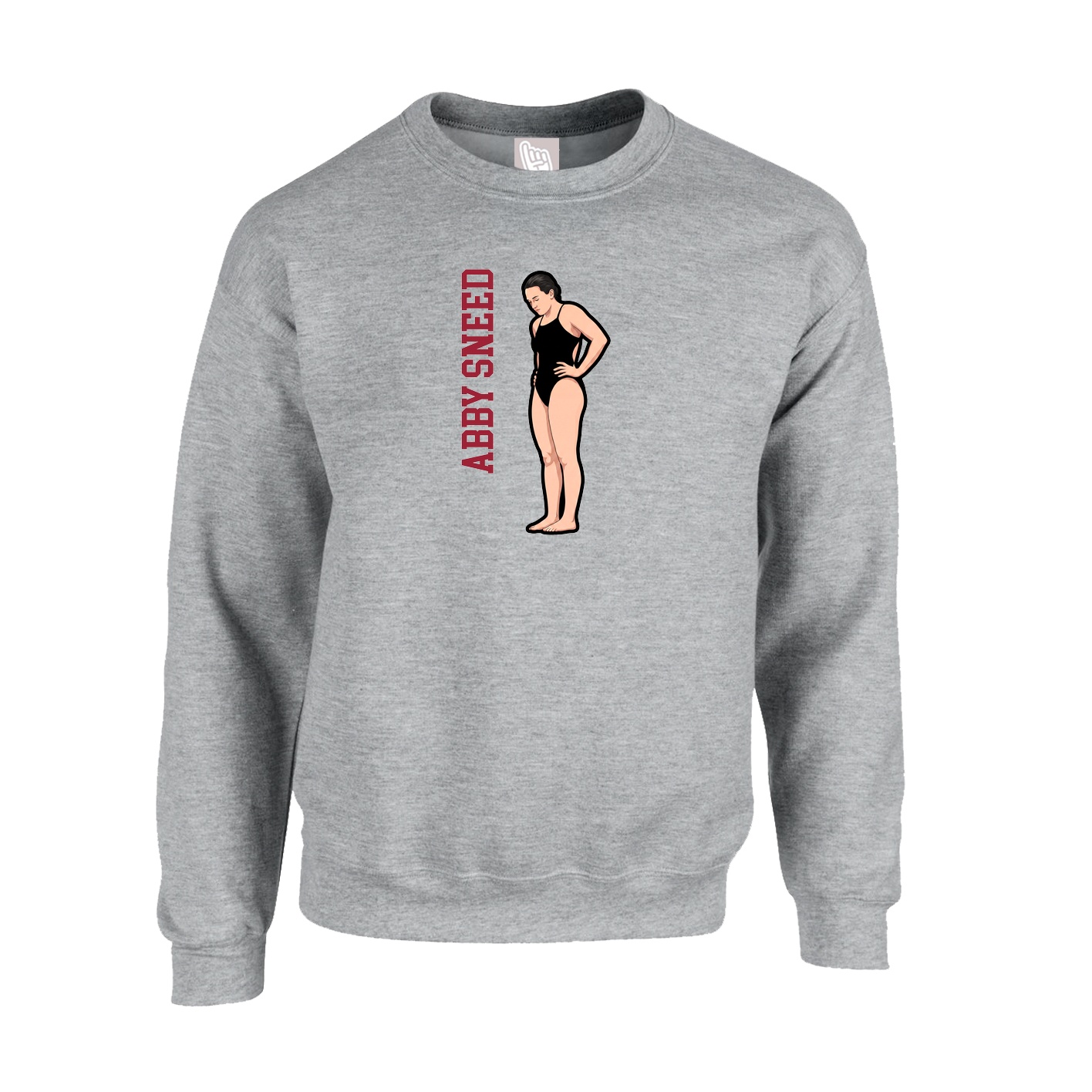 Fleece Crew — Name Vertical in Grey