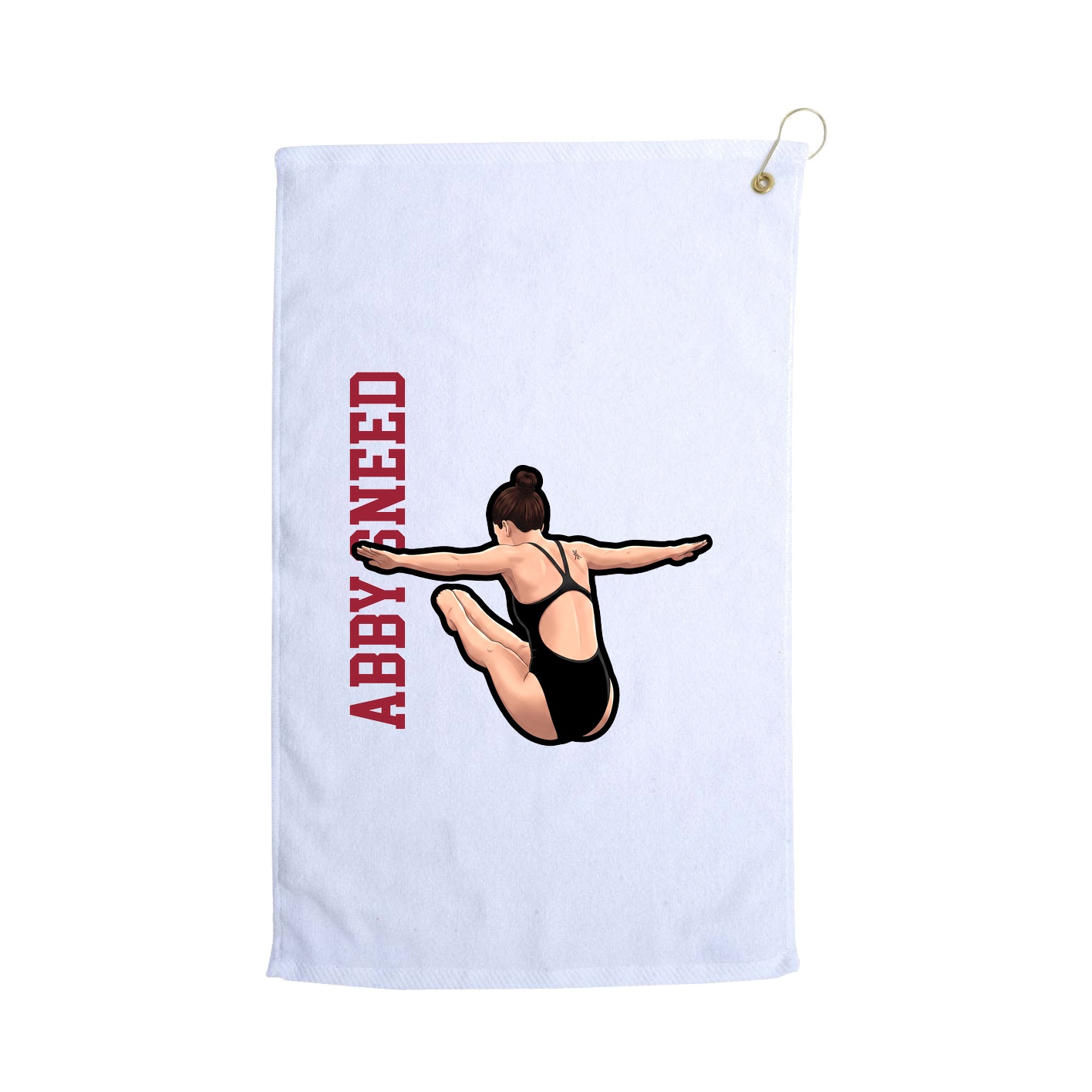 Golf Towel — Name Vertical in White