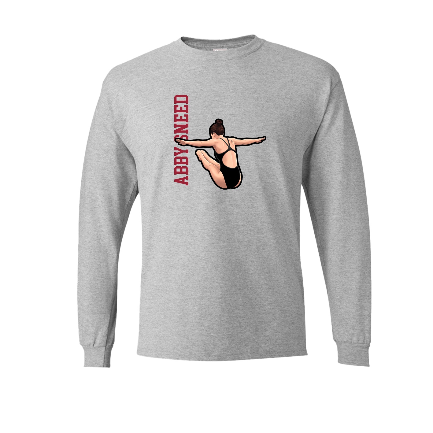 Long Sleeve Tee — Name Vertical in Grey