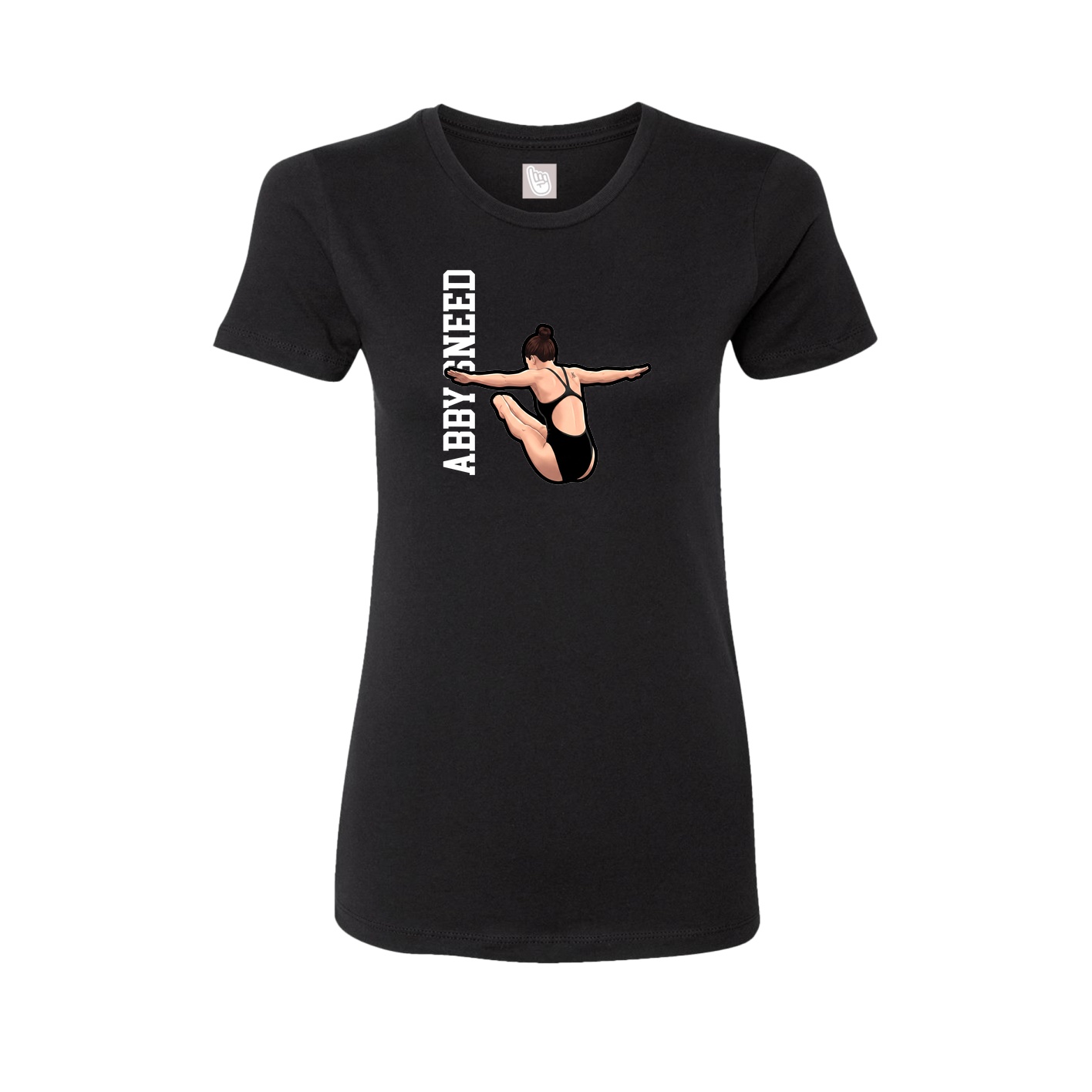 Fitted Women's Tee — Name Vertical in Black