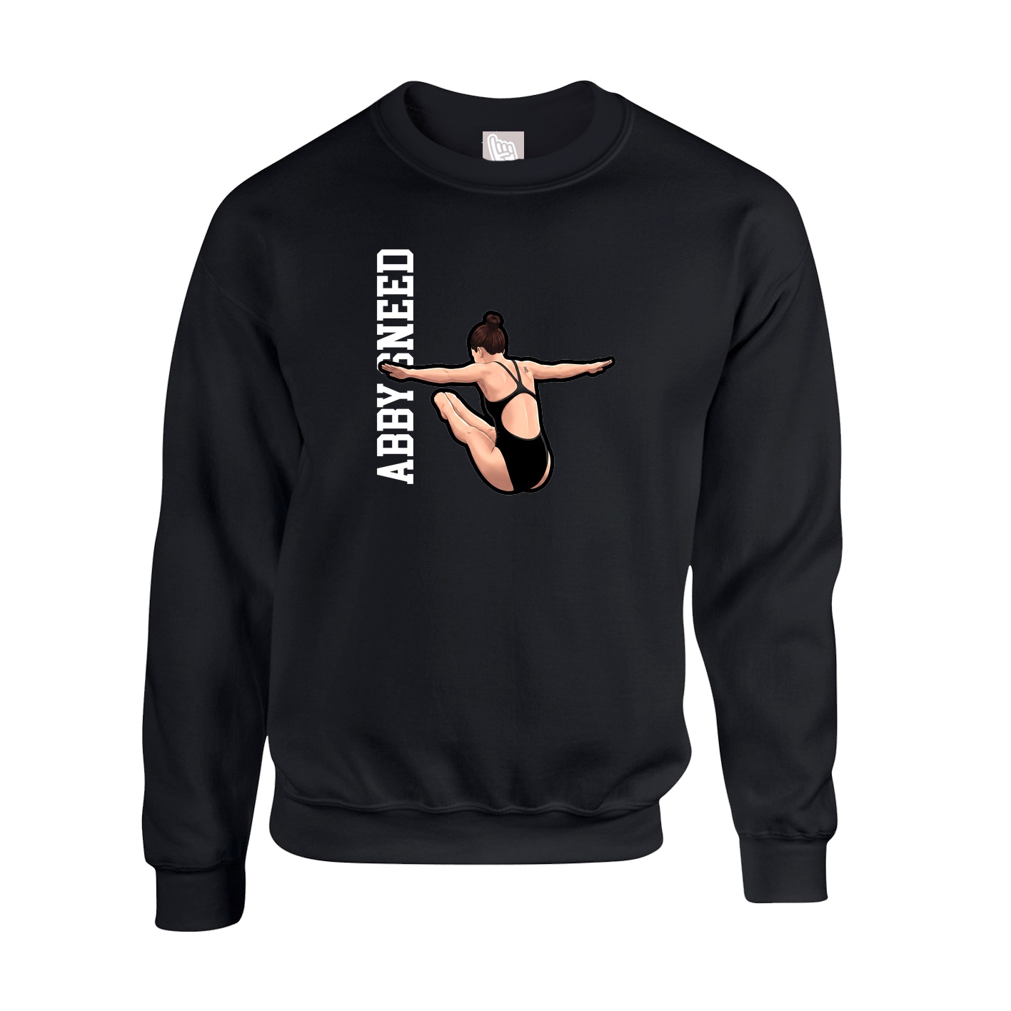 Fleece Crew — Name Vertical in Black