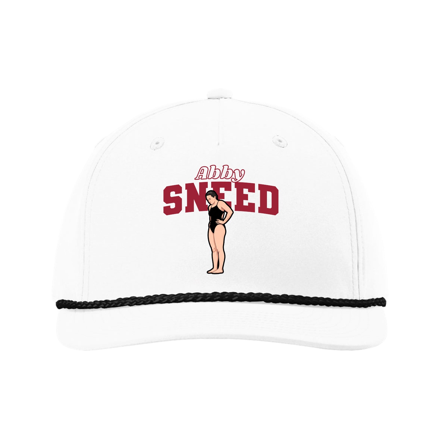 Five-Panel Classic Rope Cap — Name Arch in White