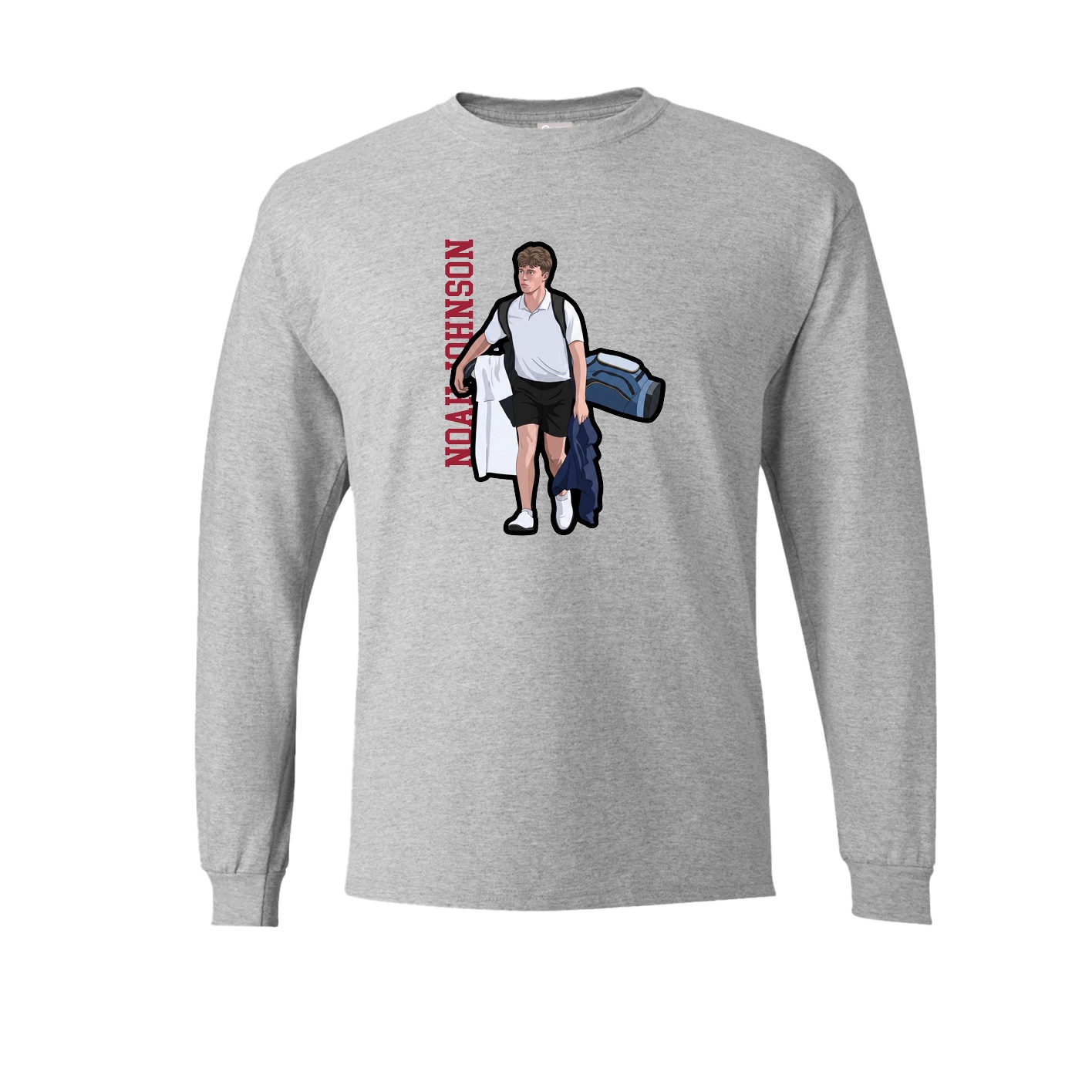 Long Sleeve Tee — Name Vertical in Grey