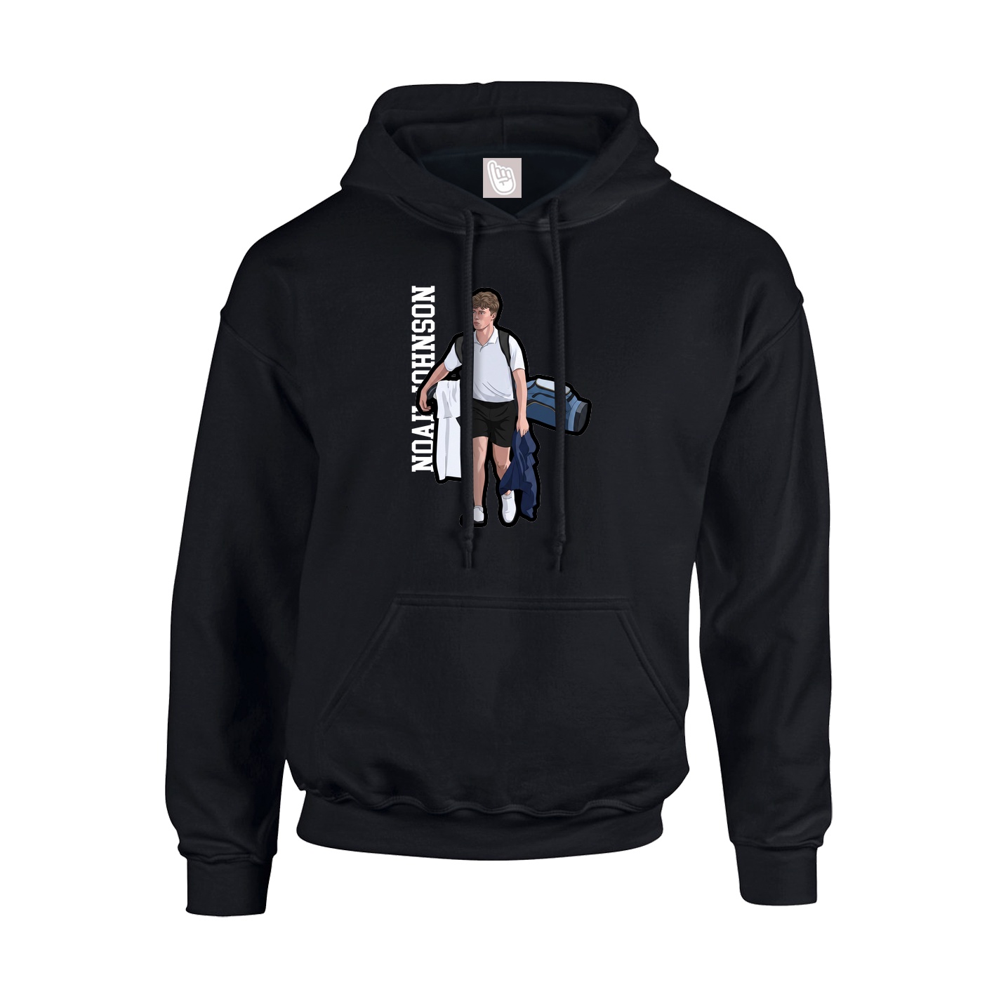 Youth Hoodie — Name Vertical in Black