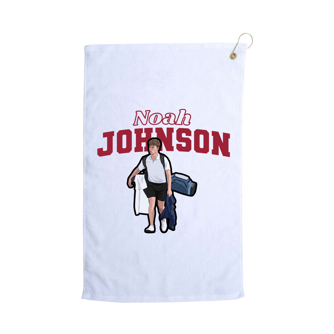 Golf Towel — Name Arch in White
