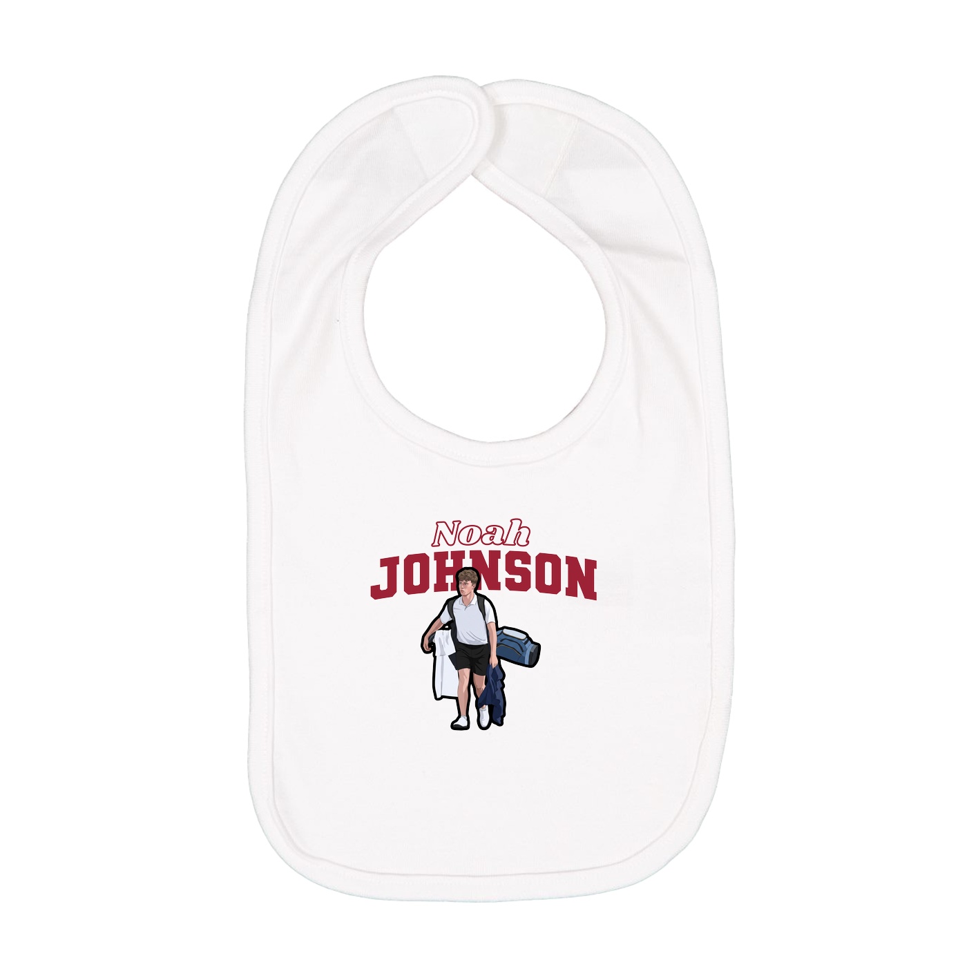 Infant Bib — Name Arch in White
