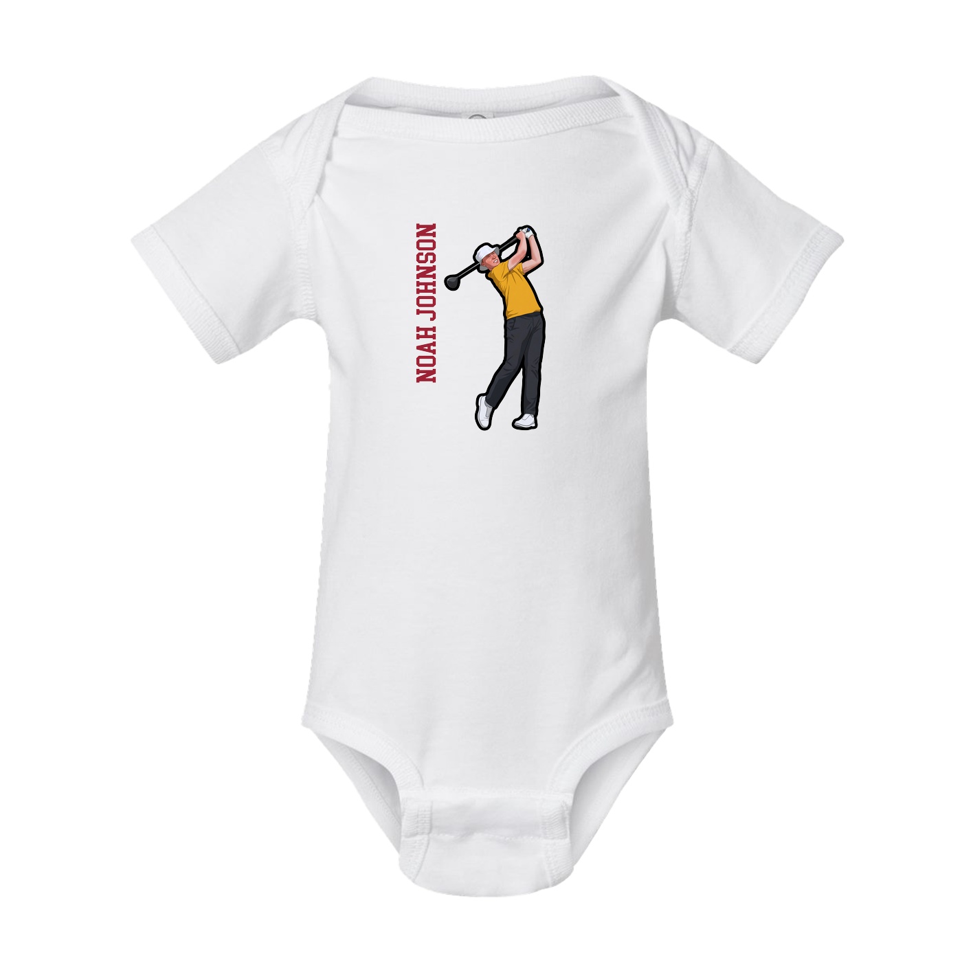 Baby Onesie — Name Vertical in White