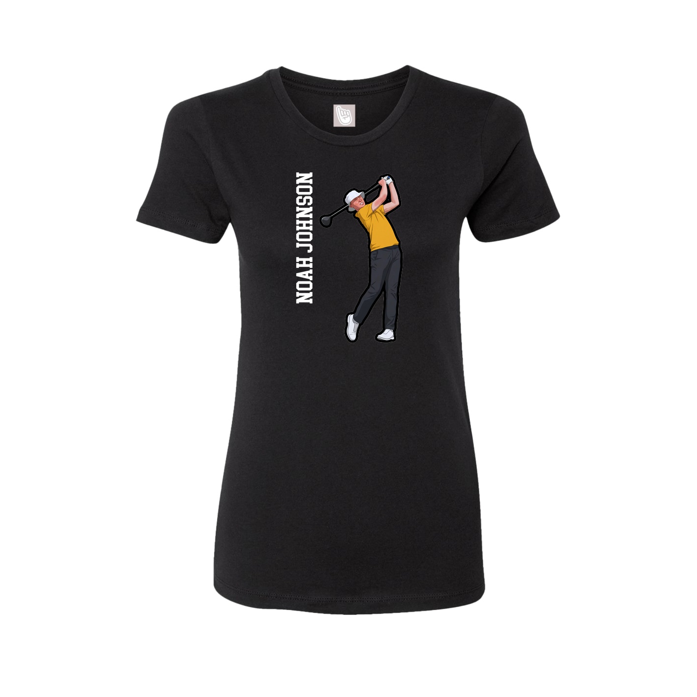 Fitted Women's Tee — Name Vertical in Black
