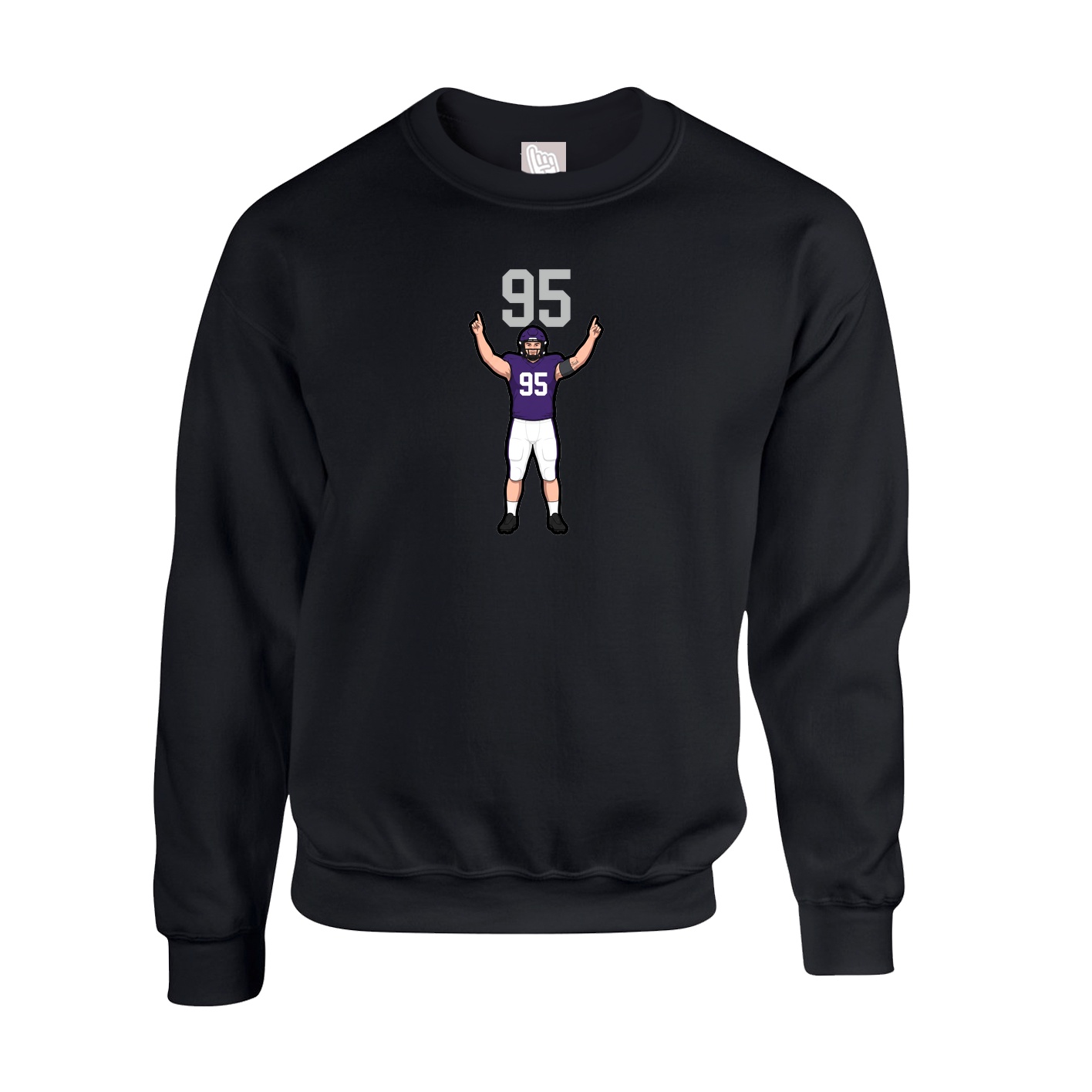 Fleece Crew — Number Top in Black