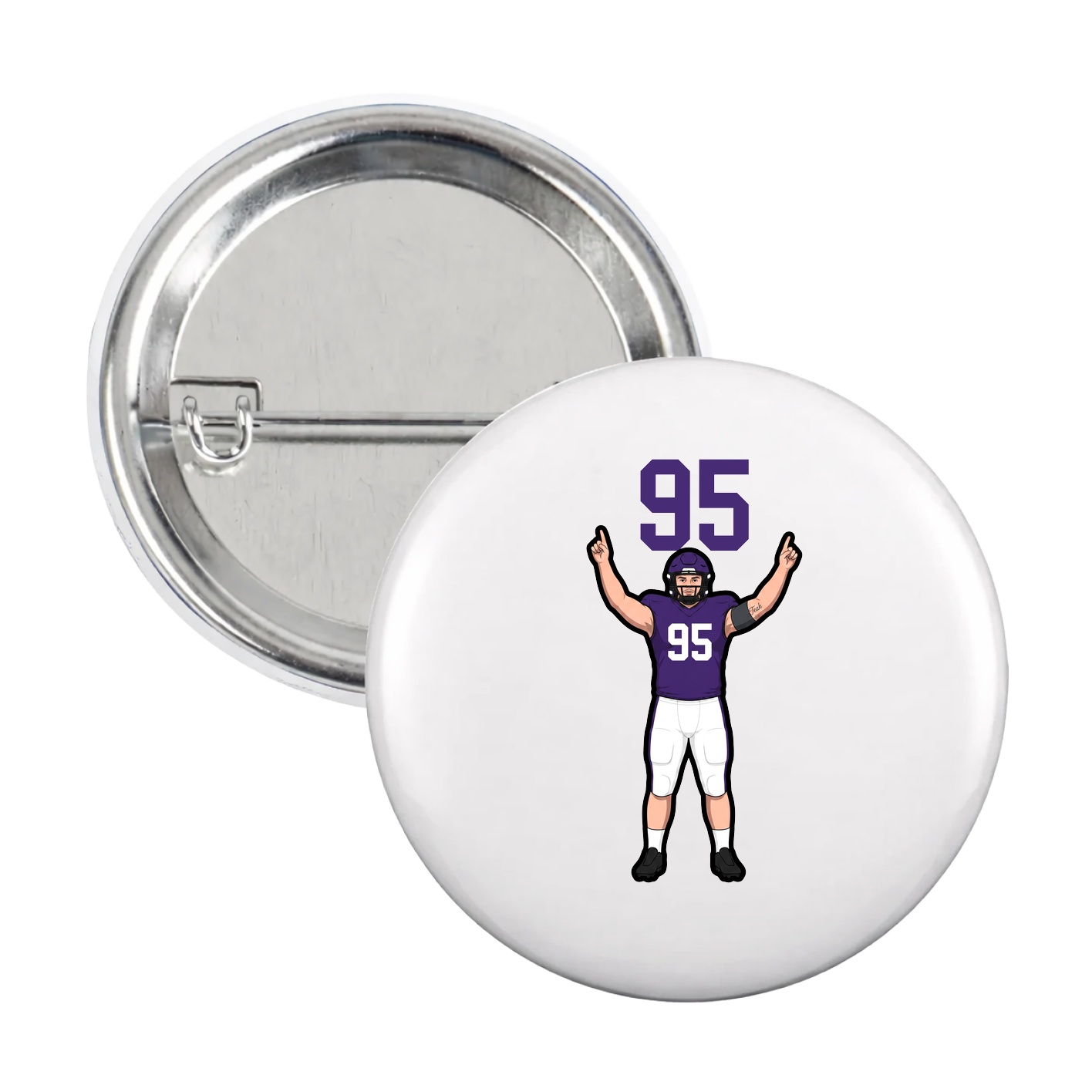 Game Day Button — Number Top in White