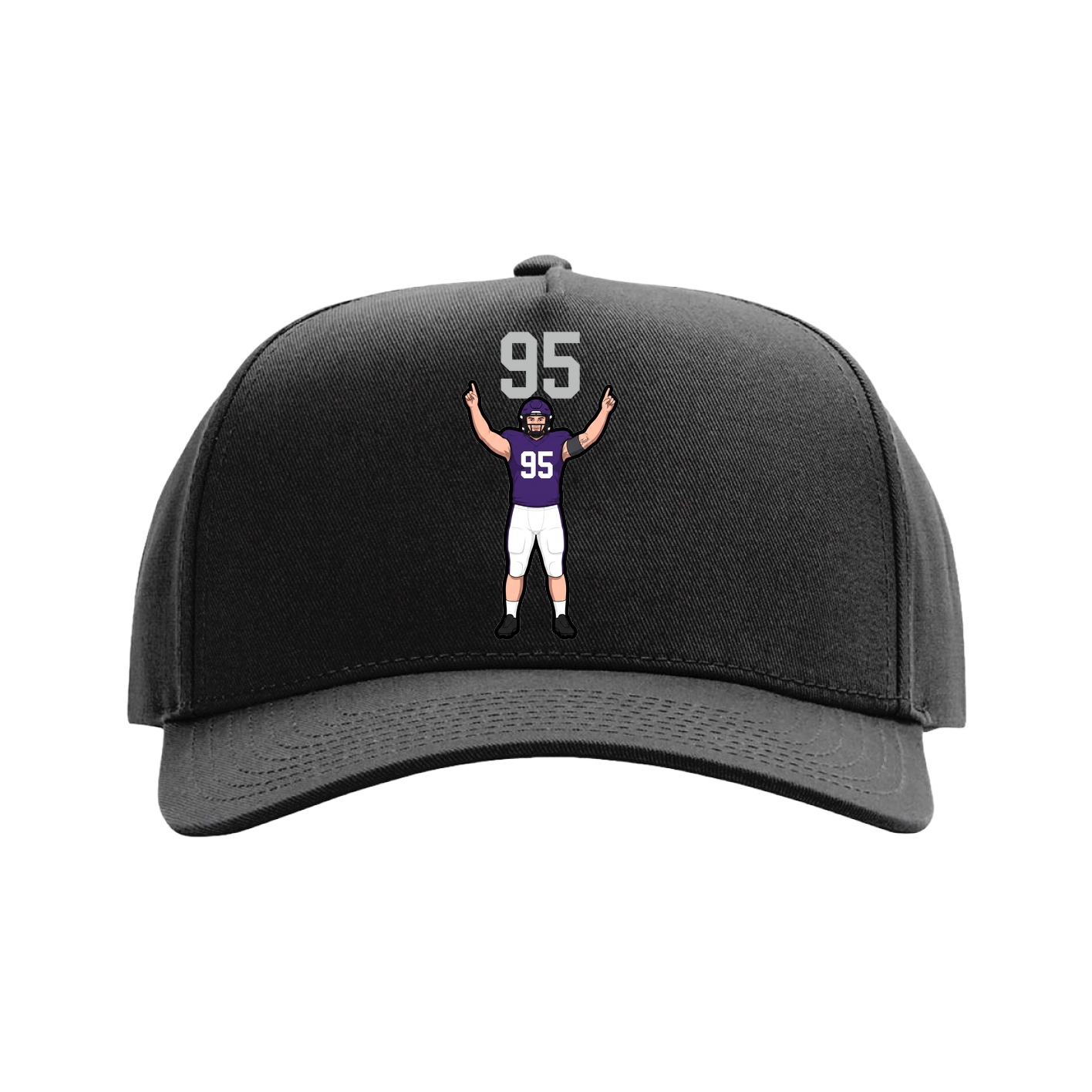 Full Fabric Five-Panel Champ Cap — Number Top in Black