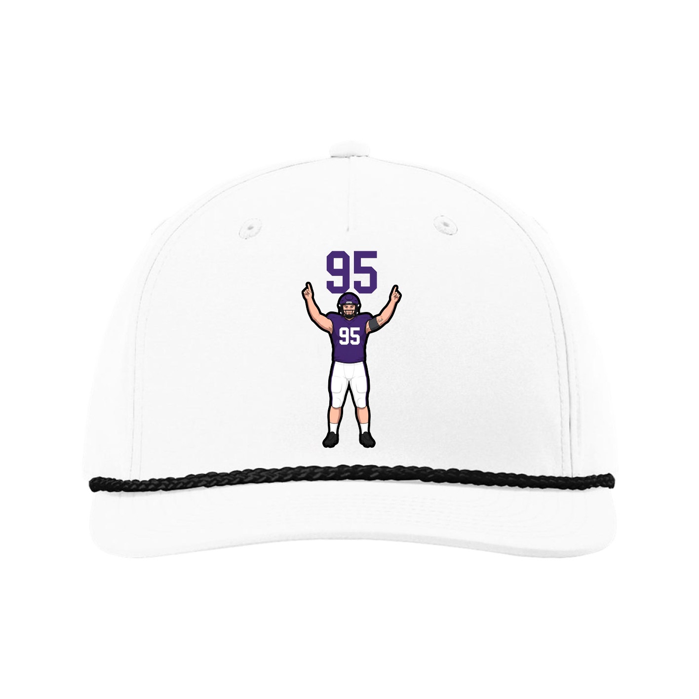 Five-Panel Classic Rope Cap — Number Top in White
