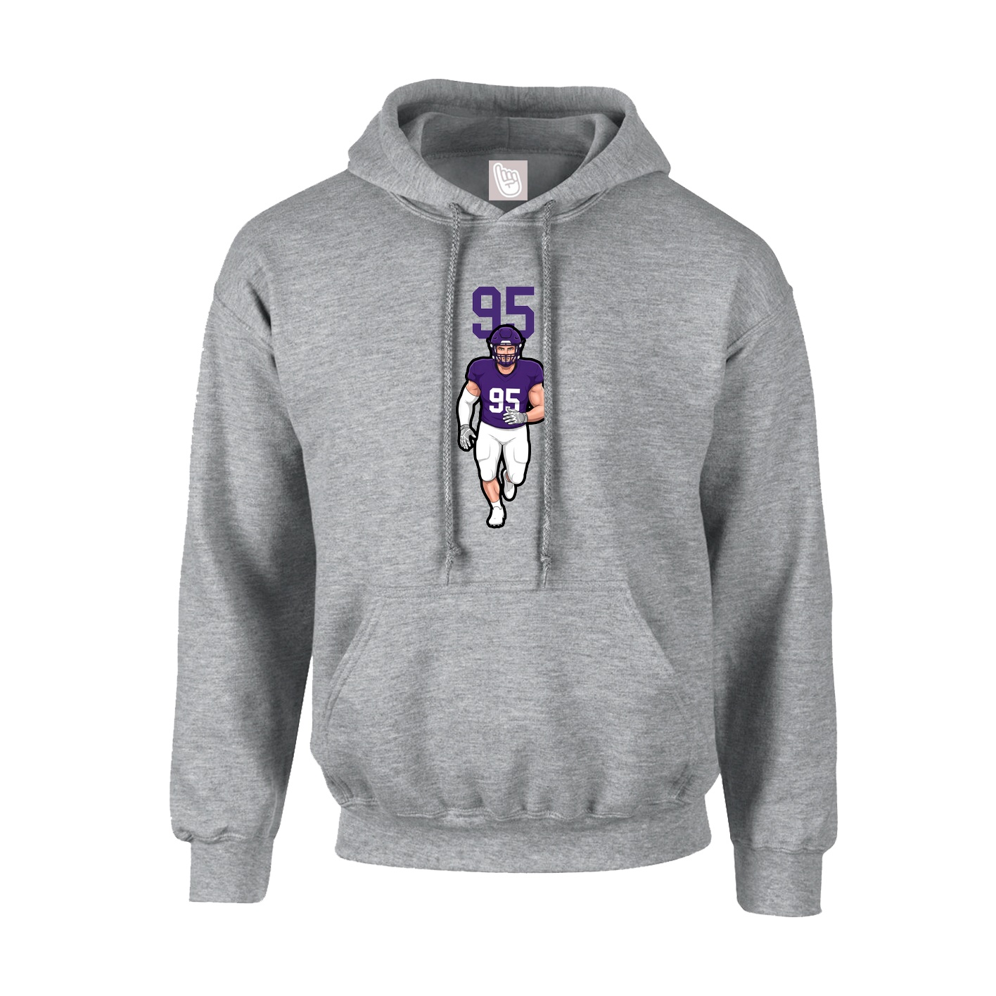 Youth Hoodie — Number Top in Grey