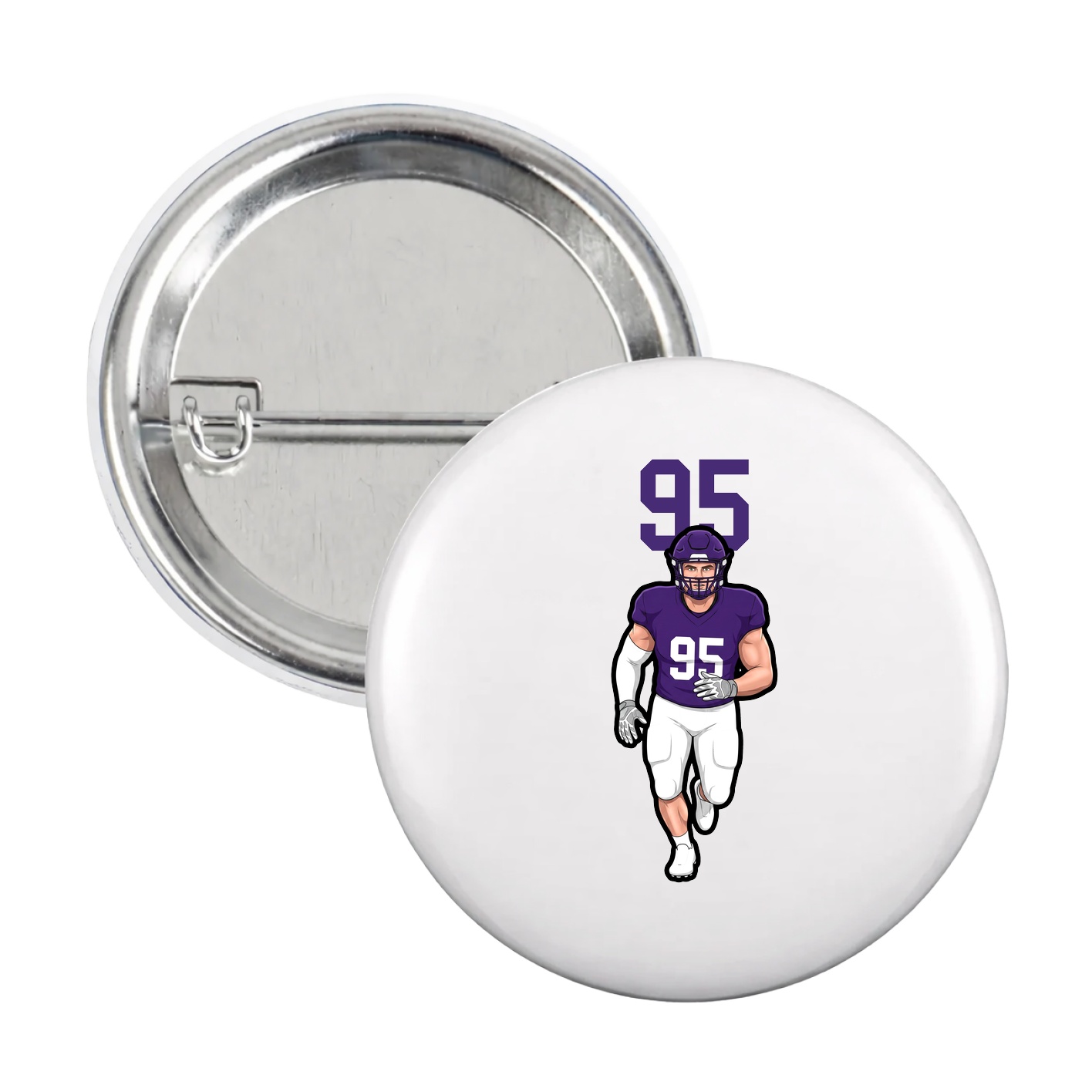 Game Day Button — Number Top in White