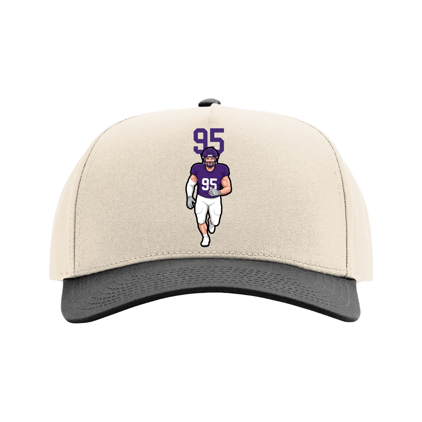 Full Fabric Five-Panel Champ Cap — Number Top in Cream/Black