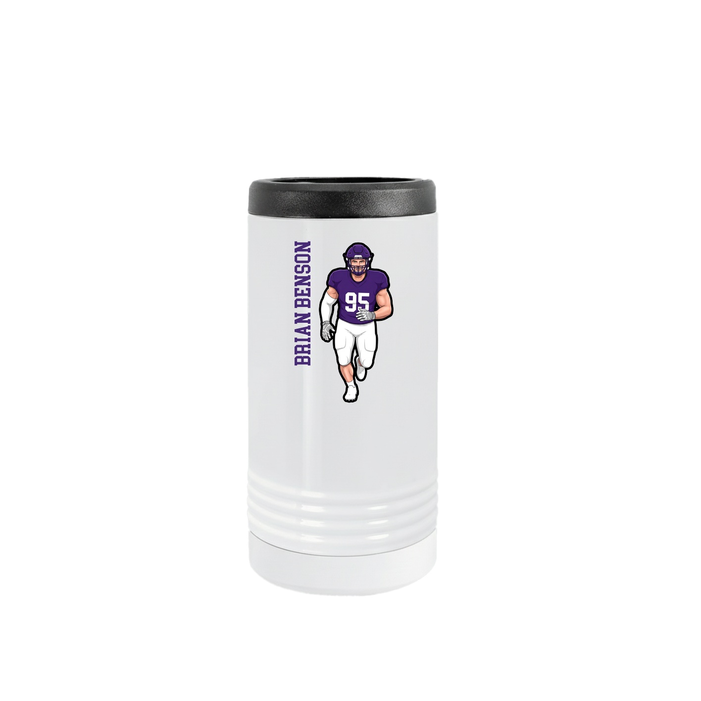 Slim Beverage Holder — Name Vertical in White