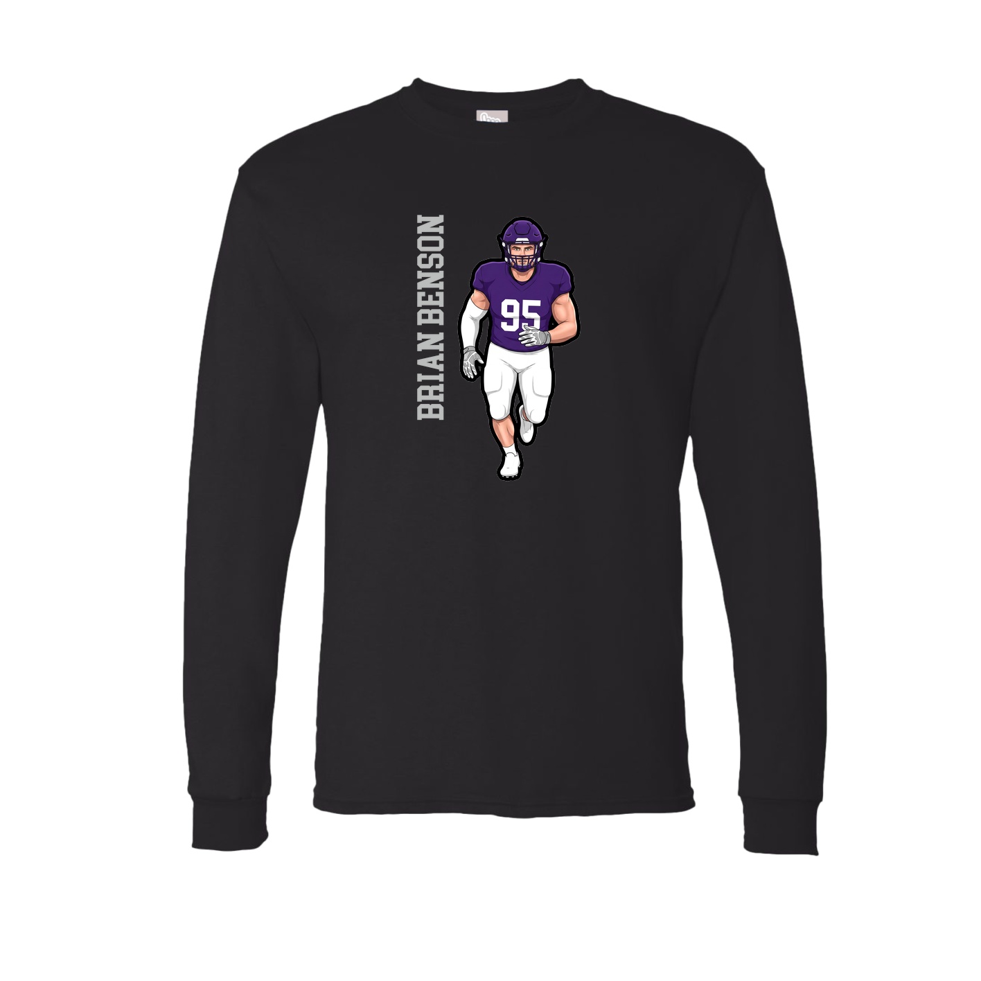 Long Sleeve Tee — Name Vertical in Black