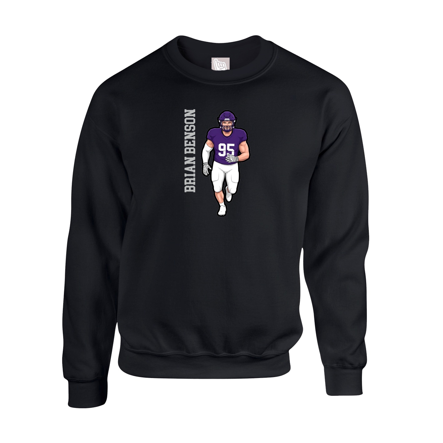 Fleece Crew — Name Vertical in Black