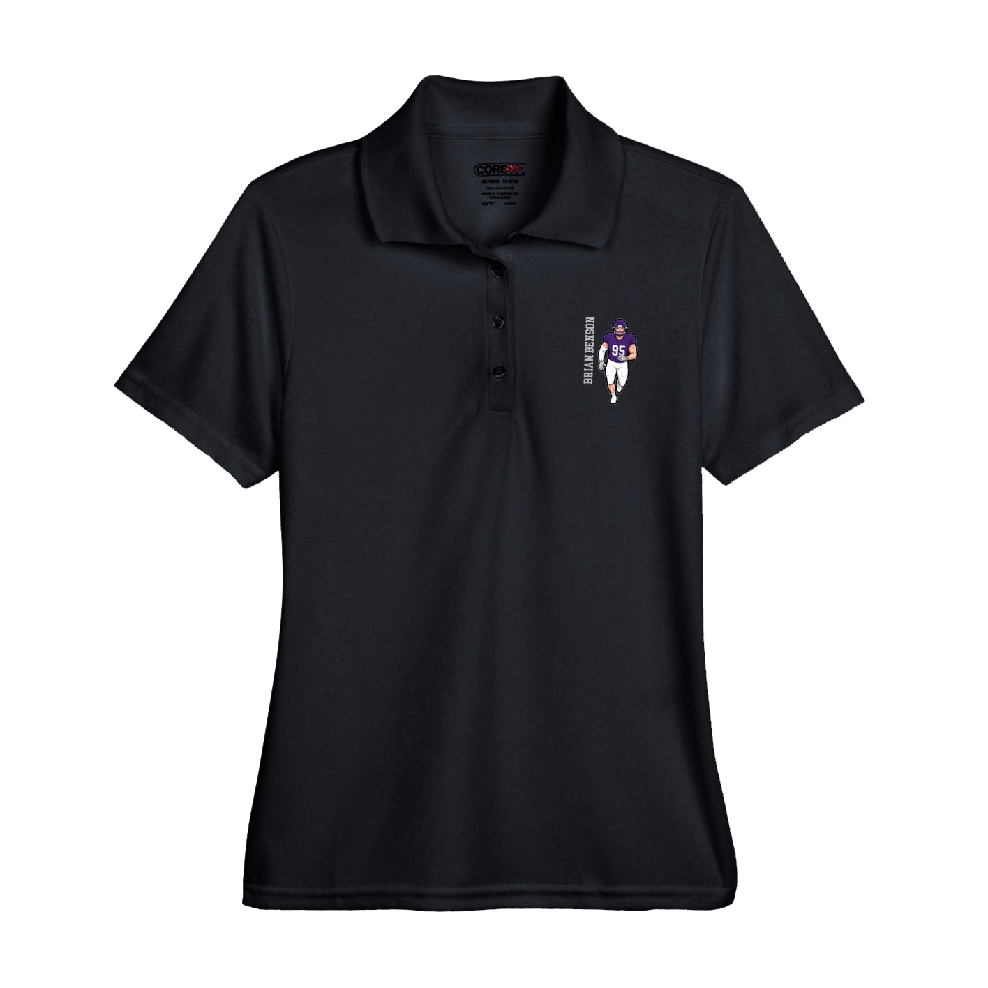 Womens Performance Polo — Name Vertical in Black