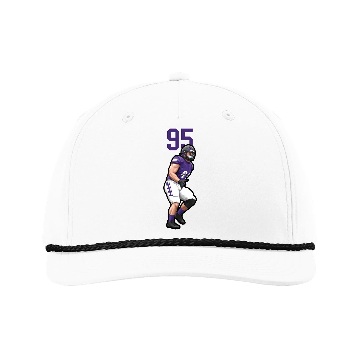 Five-Panel Classic Rope Cap — Number Top in White