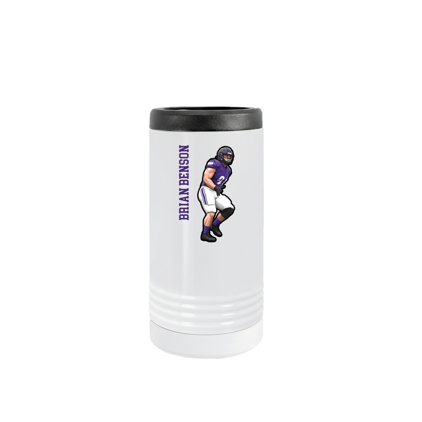 Slim Beverage Holder — Name Vertical in White