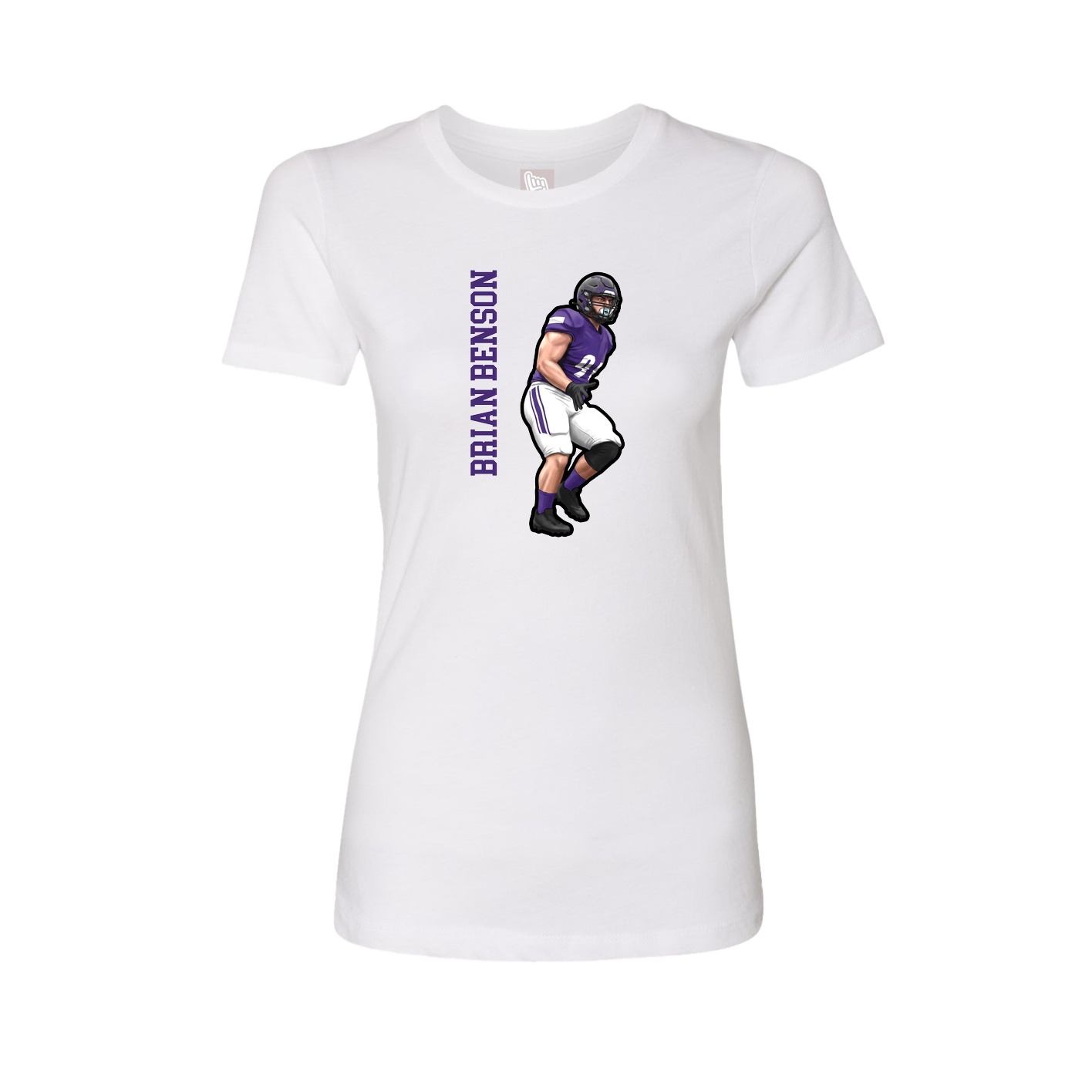 Fitted Women's Tee — Name Vertical in White
