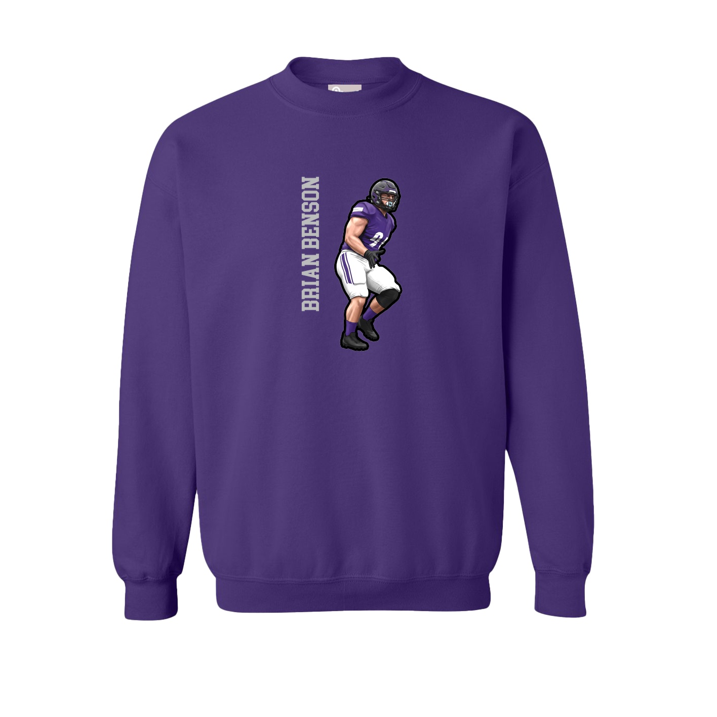 Fleece Crew — Name Vertical in Purple