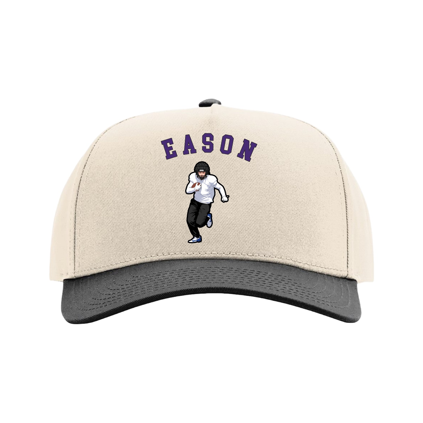 Full Fabric Five-Panel Champ Cap — Shirsey Arch in Cream/Black