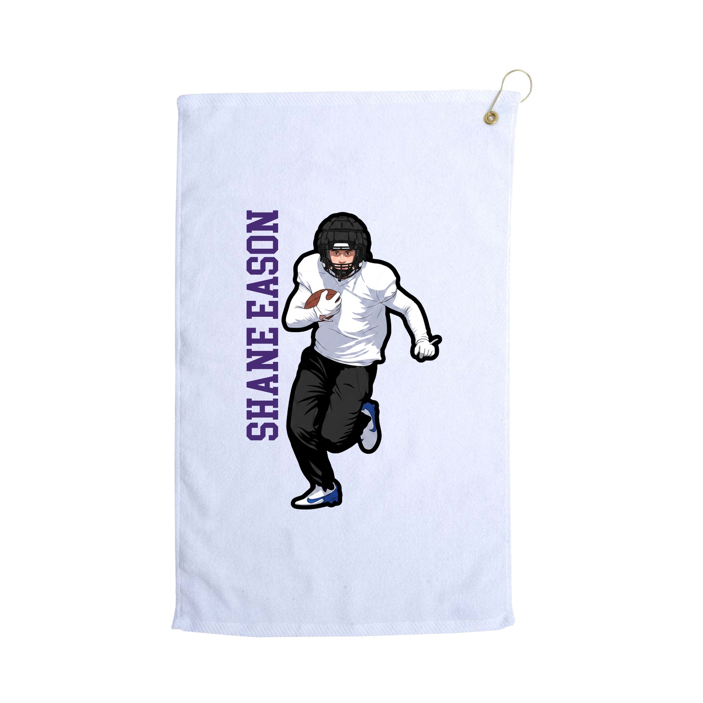 Golf Towel — Name Vertical in White