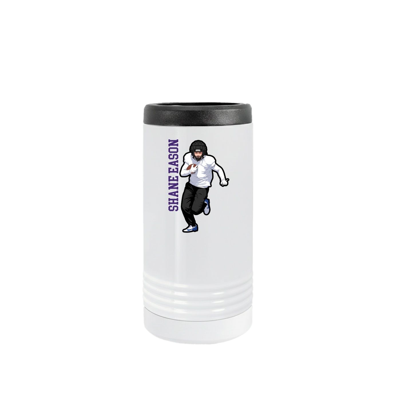 Slim Beverage Holder — Name Vertical in White
