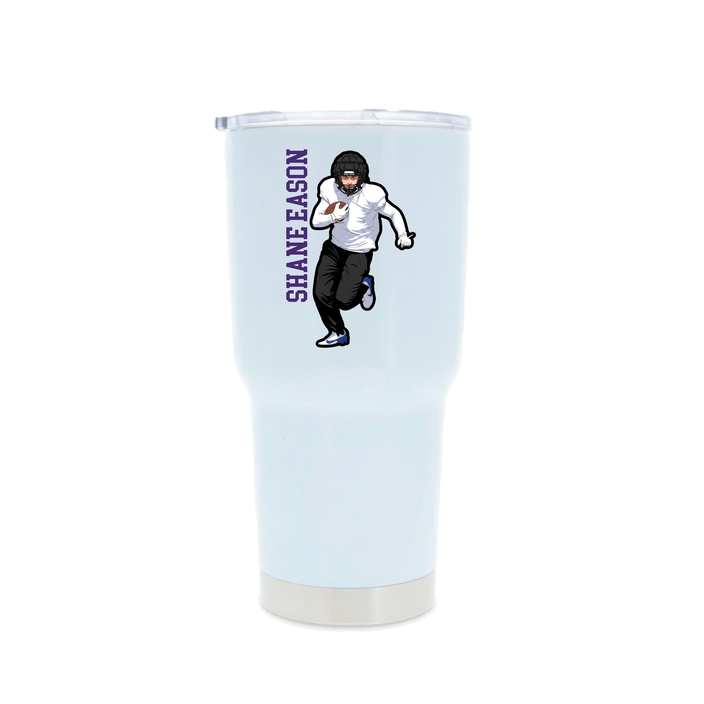 30oz Stainless Steel Tumbler — Name Vertical in White