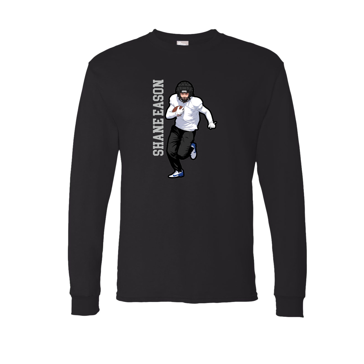 Long Sleeve Tee — Name Vertical in Black