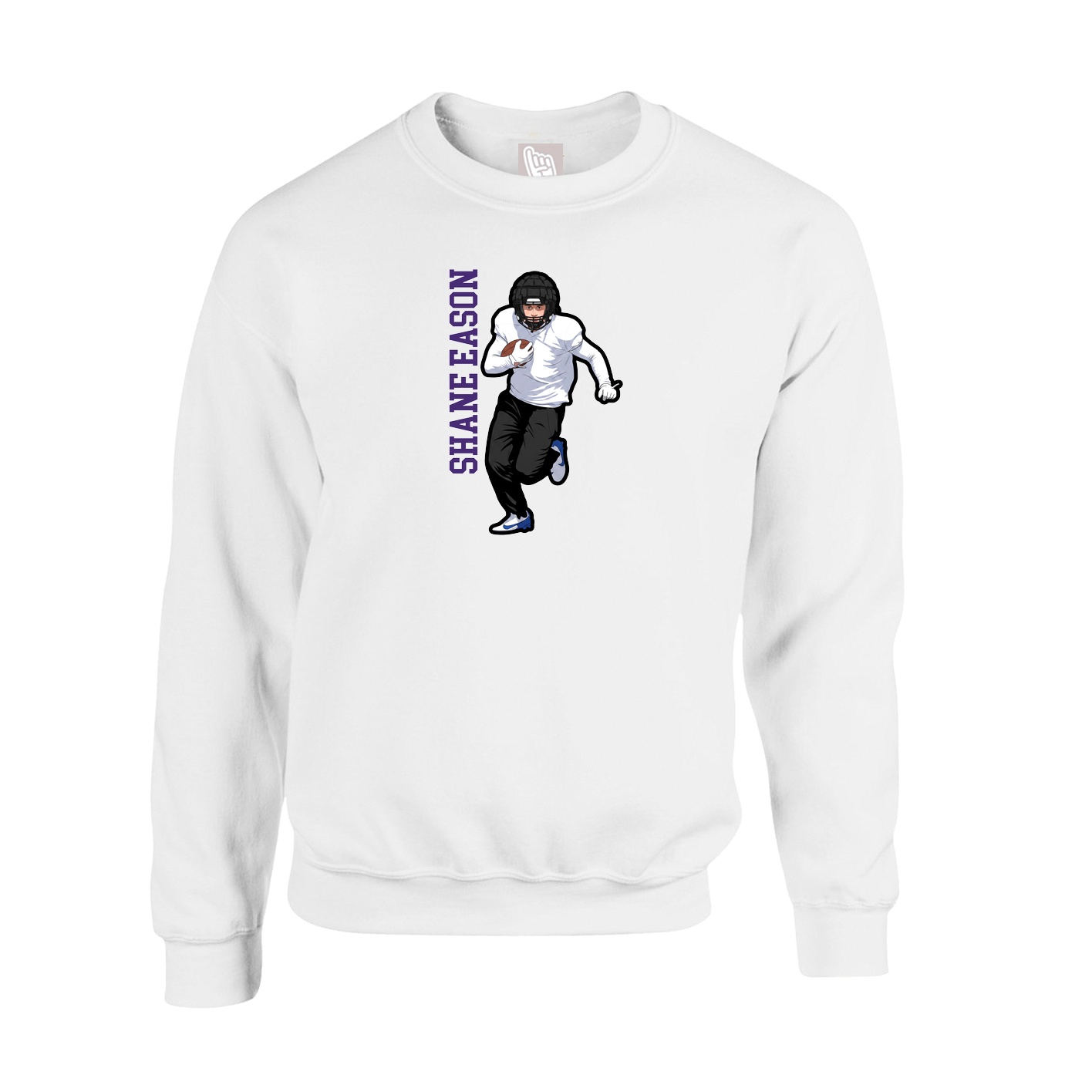 Fleece Crew — Name Vertical in White