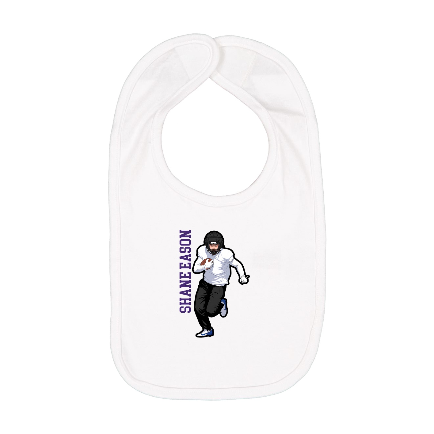 Infant Bib — Name Vertical in White