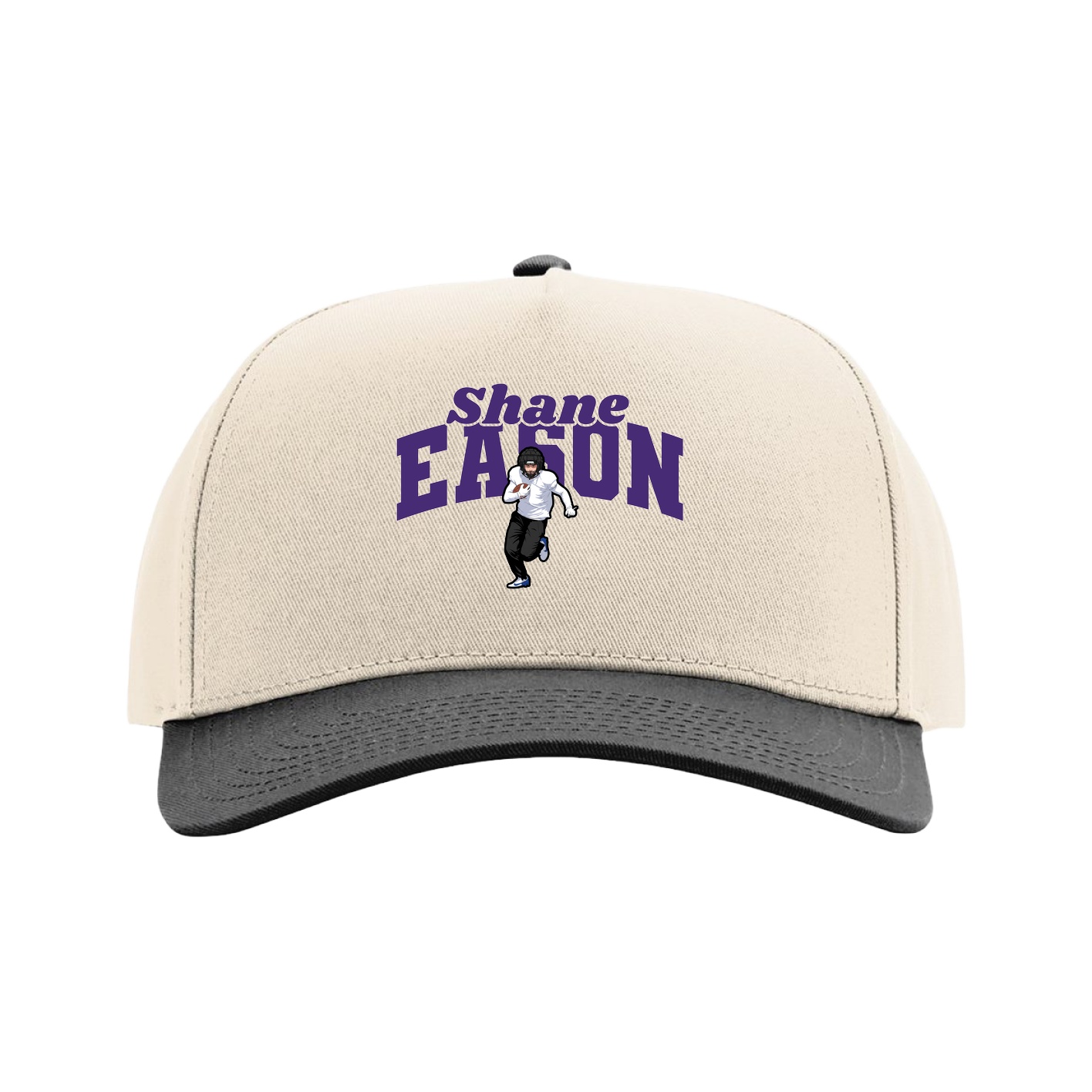 Full Fabric Five-Panel Champ Cap — Signature Arch in Cream/Black