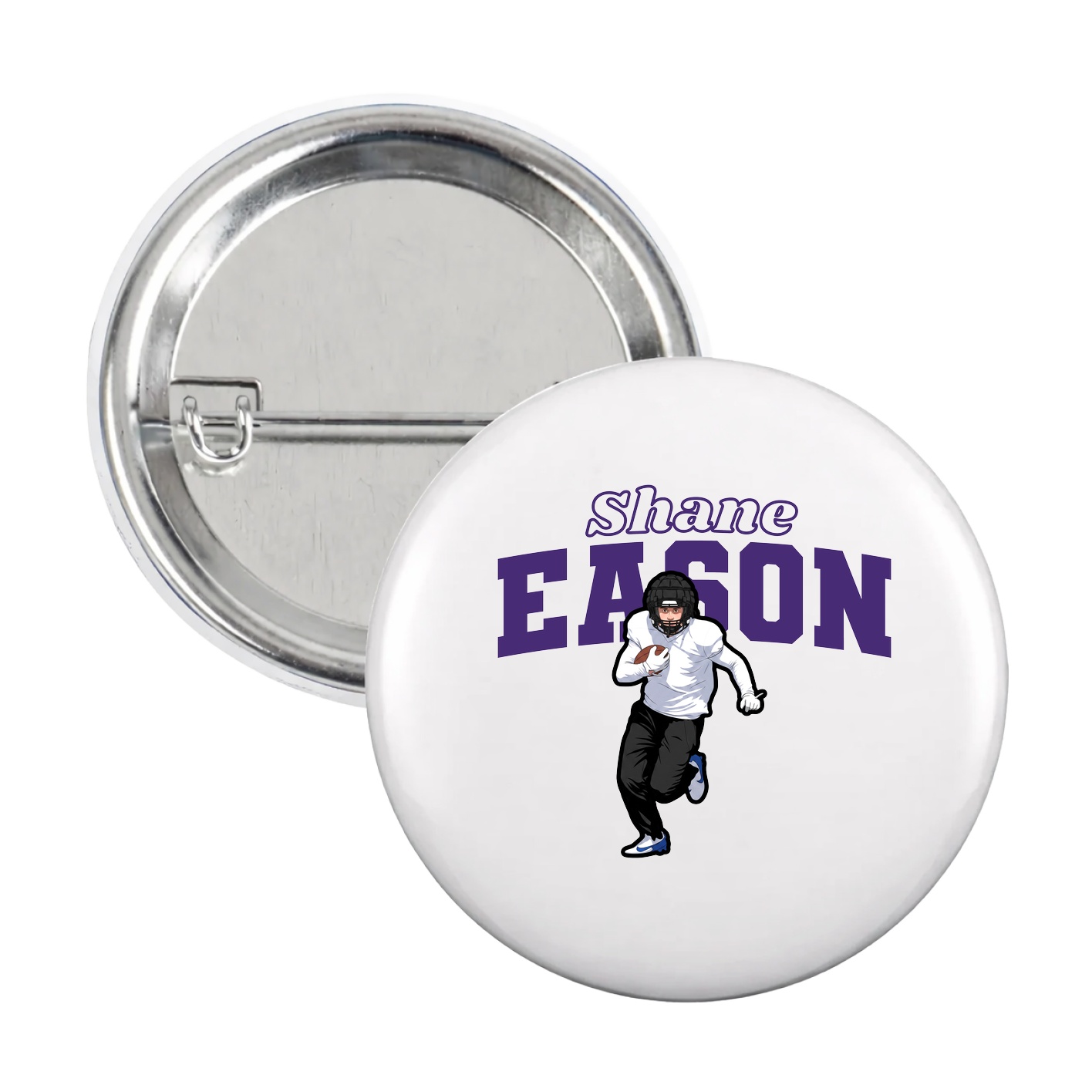 Game Day Button — Name Arch in White