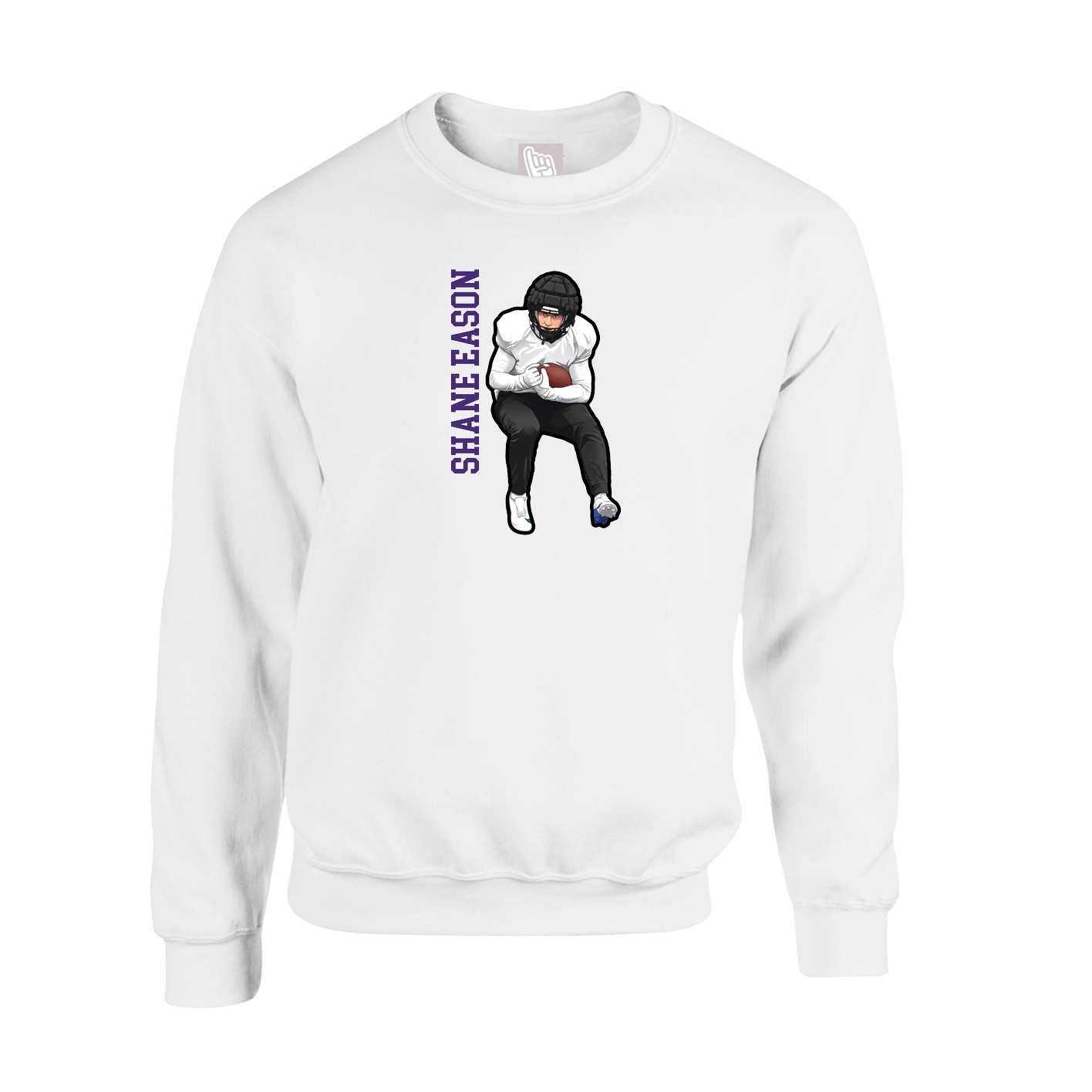 Fleece Crew — Name Vertical in White
