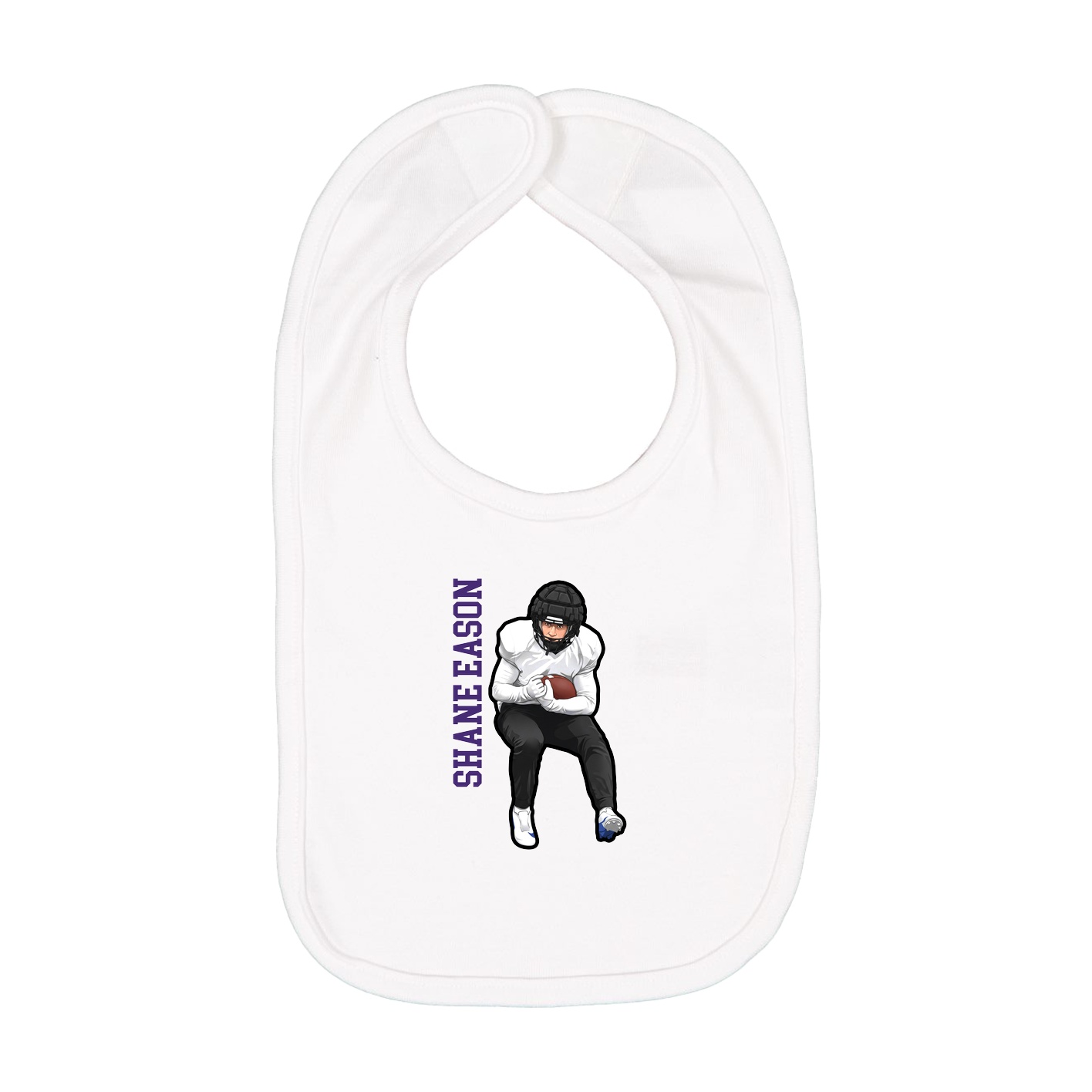 Infant Bib — Name Vertical in White