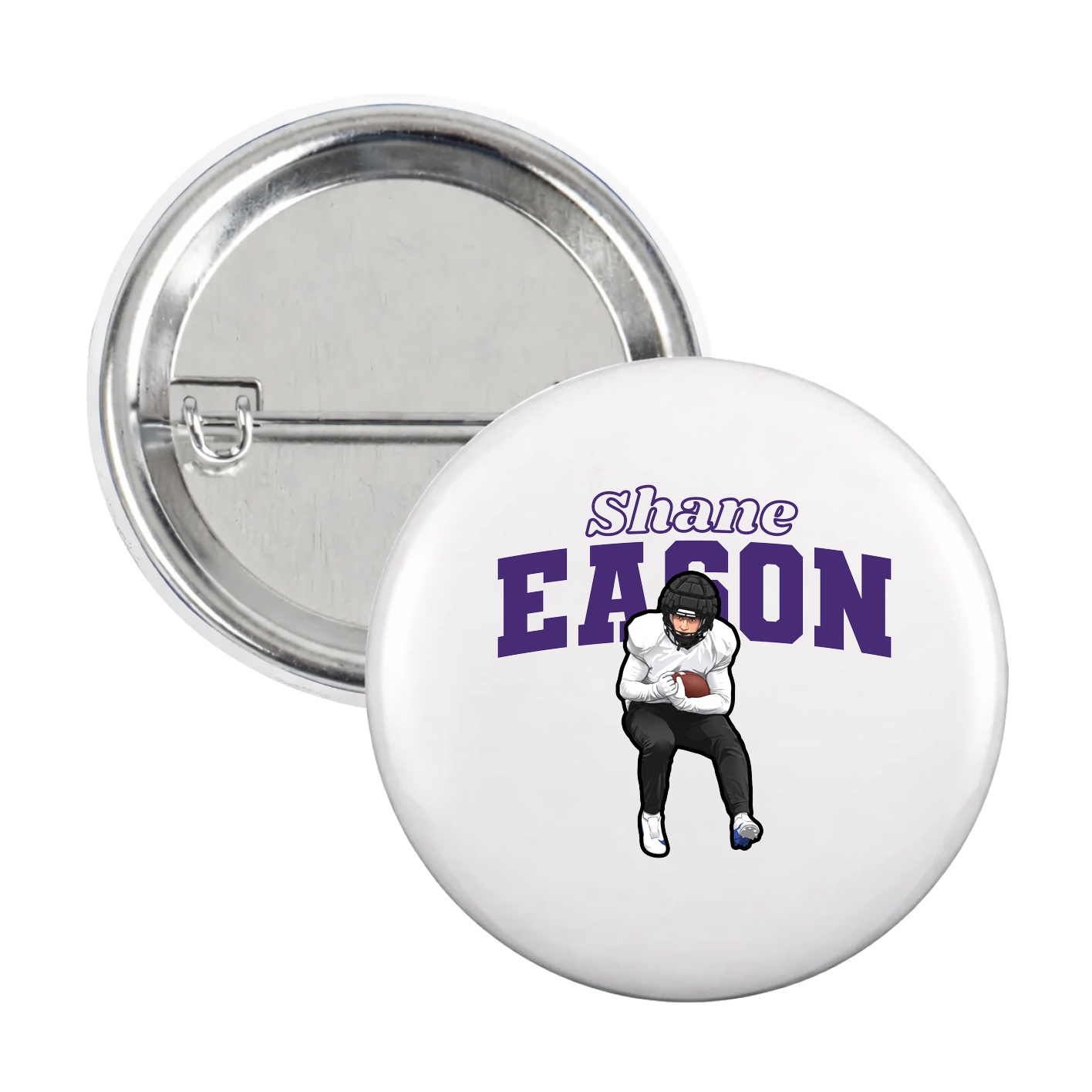 Game Day Button — Name Arch in White