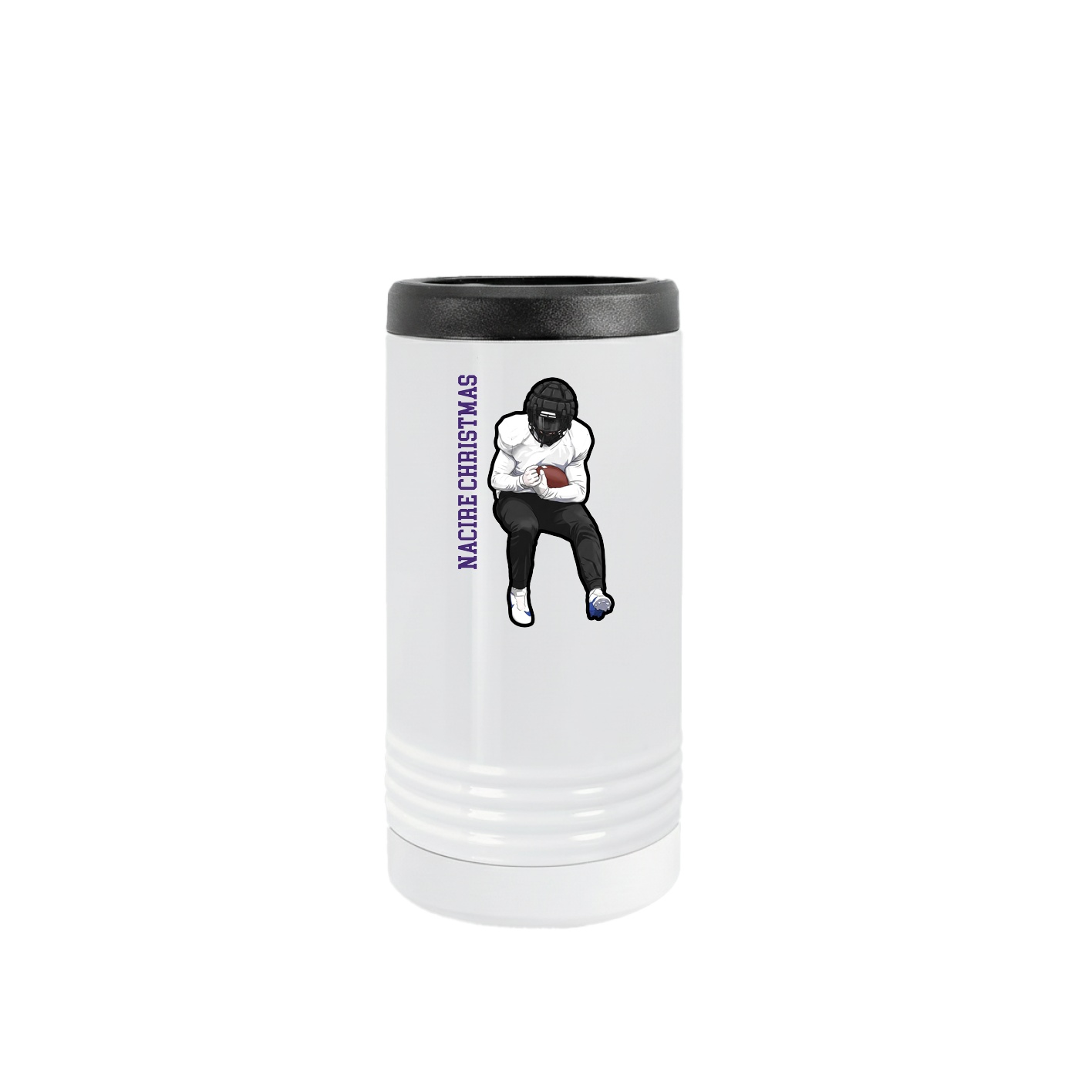 Slim Beverage Holder — Name Vertical in White