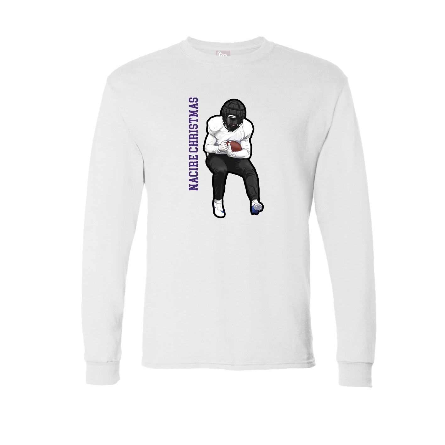 Long Sleeve Tee — Name Vertical in White