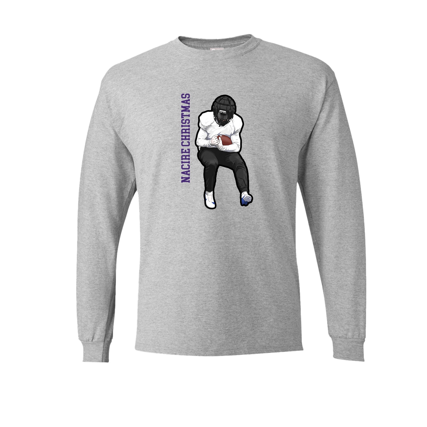 Long Sleeve Tee — Name Vertical in Grey