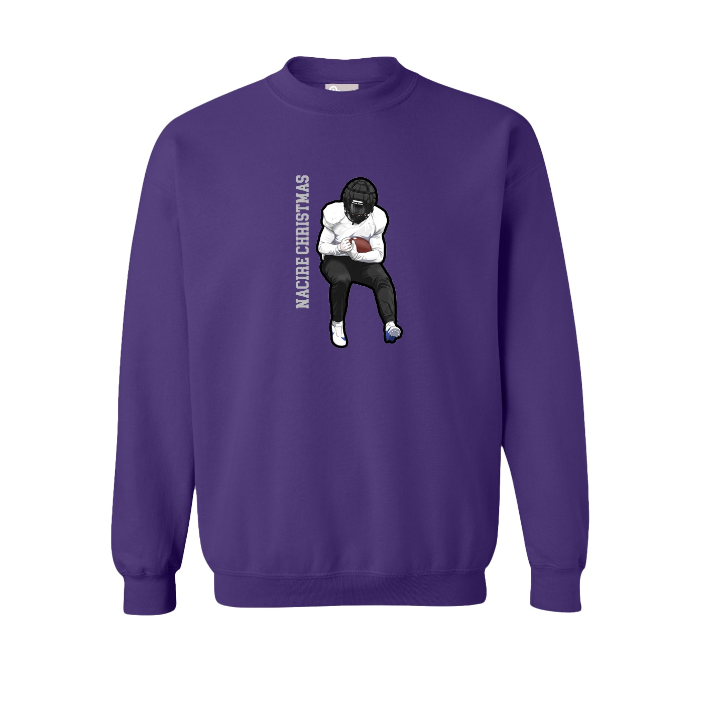 Fleece Crew — Name Vertical in Purple