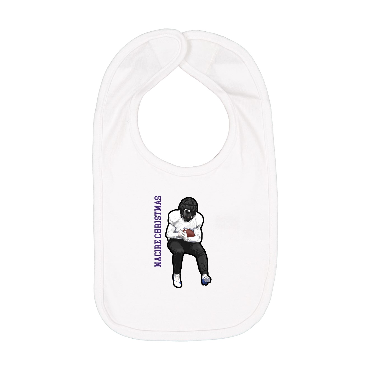Infant Bib — Name Vertical in White