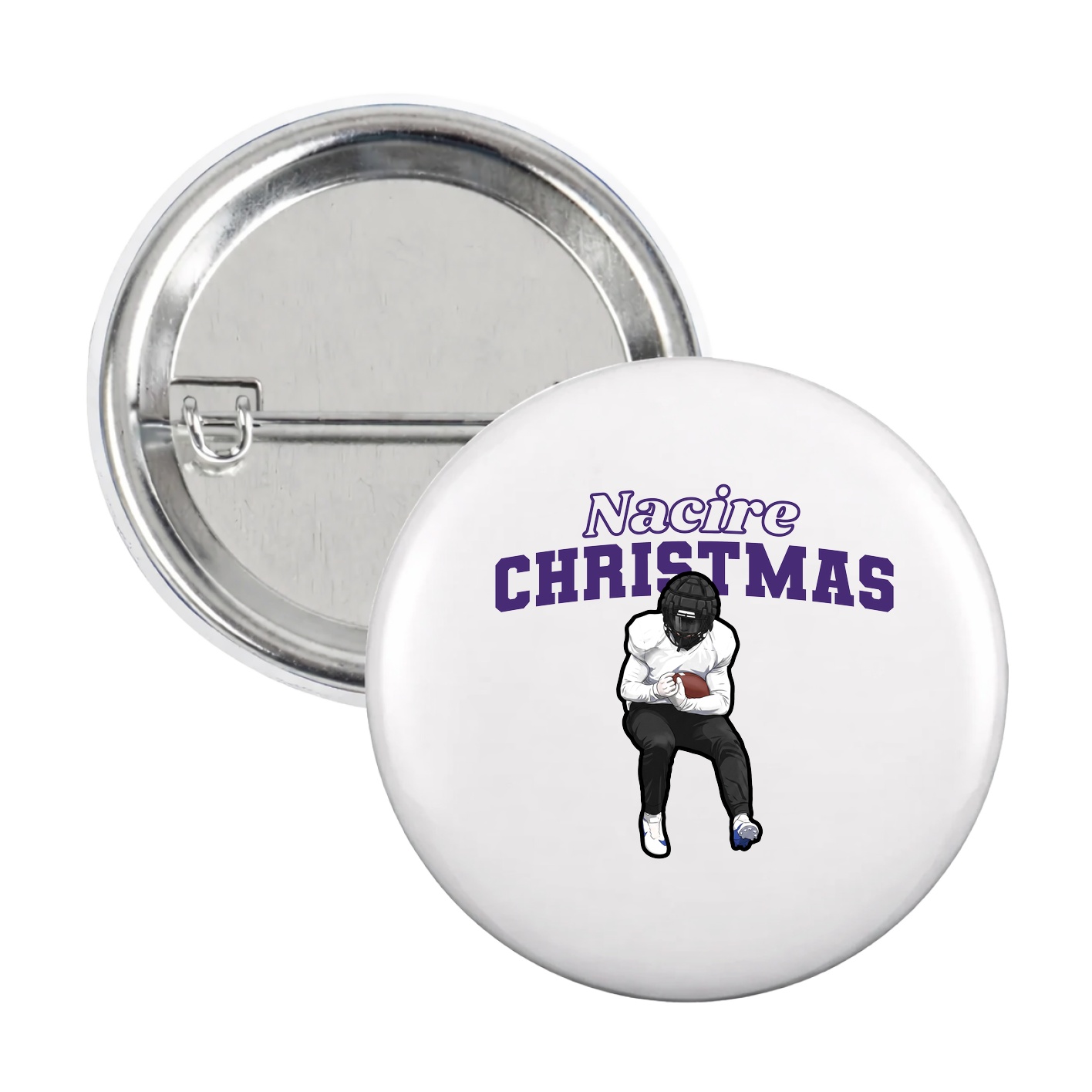 Game Day Button — Name Arch in White